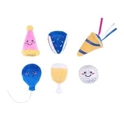 Zippypaws Plush Doy Toy Miniz 6Pk Party - Image 1