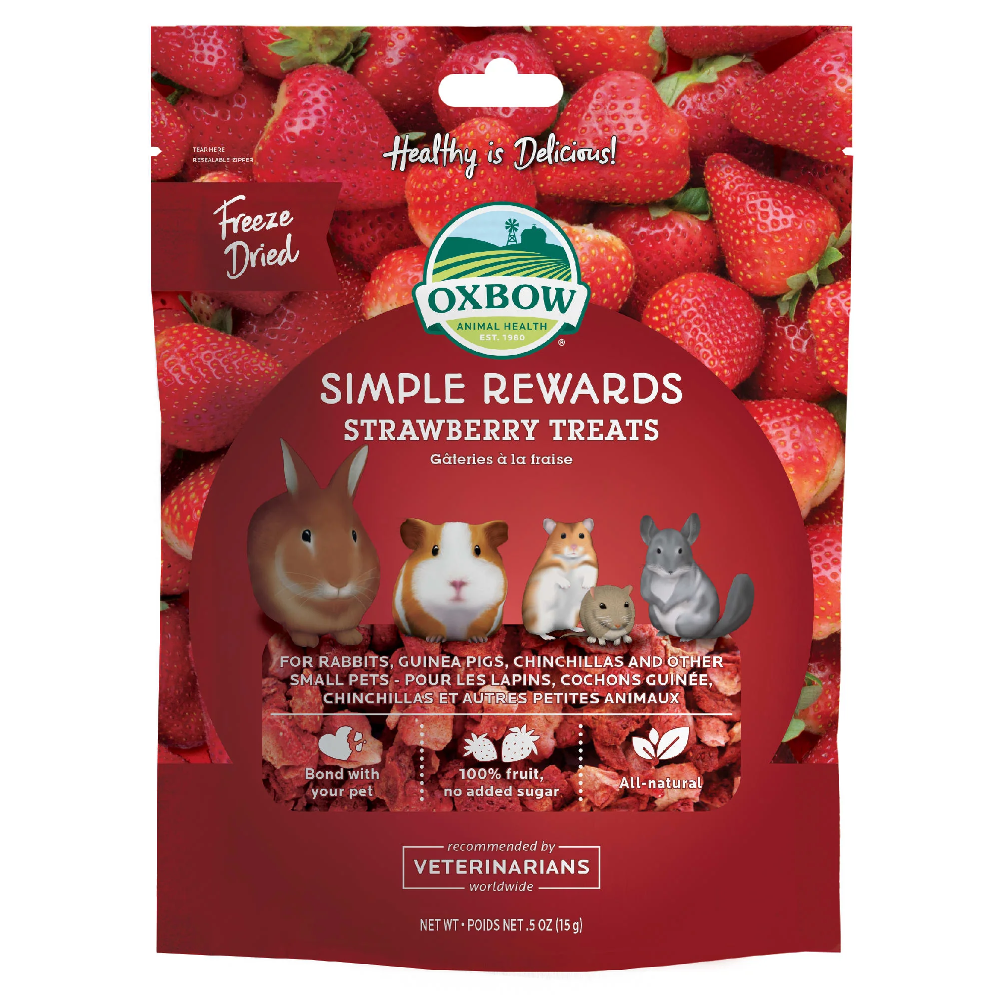 Oxbow Simple Rewards Strawberry Treats for Small Animals  0.5 oz. - Image 1