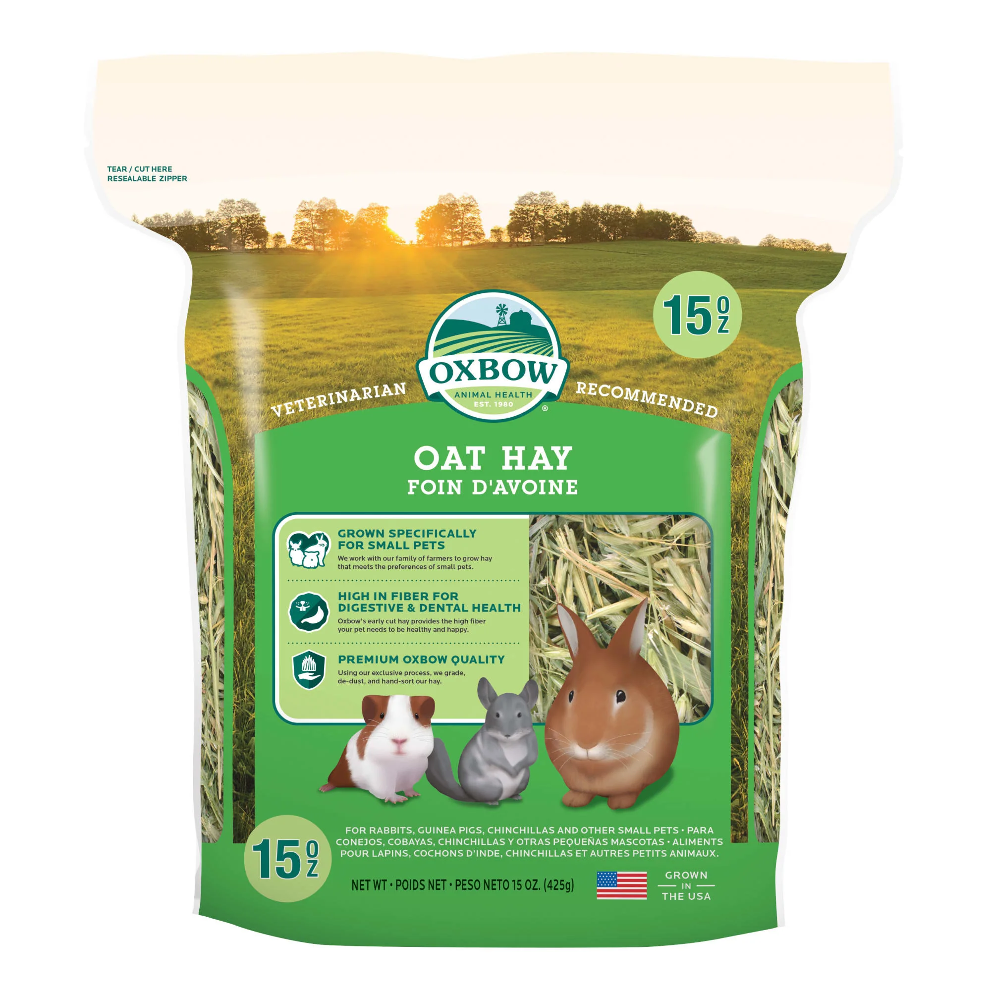 Oxbow Pet Products Oat Hay Dry Small Animal Food  15 oz. - Image 1