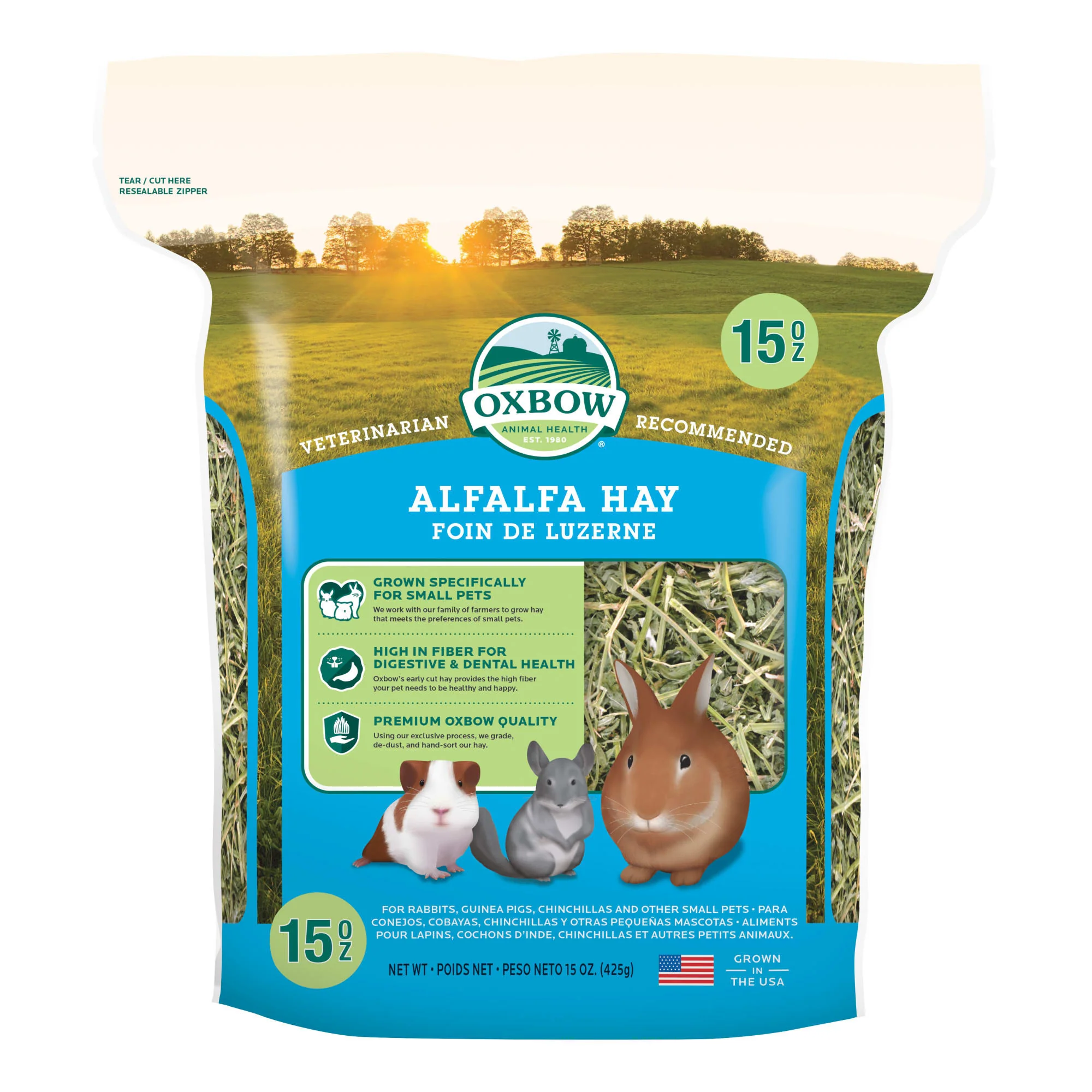 Oxbow Alfalfa Hay Dry Small Animal Food  15 oz. - Image 1
