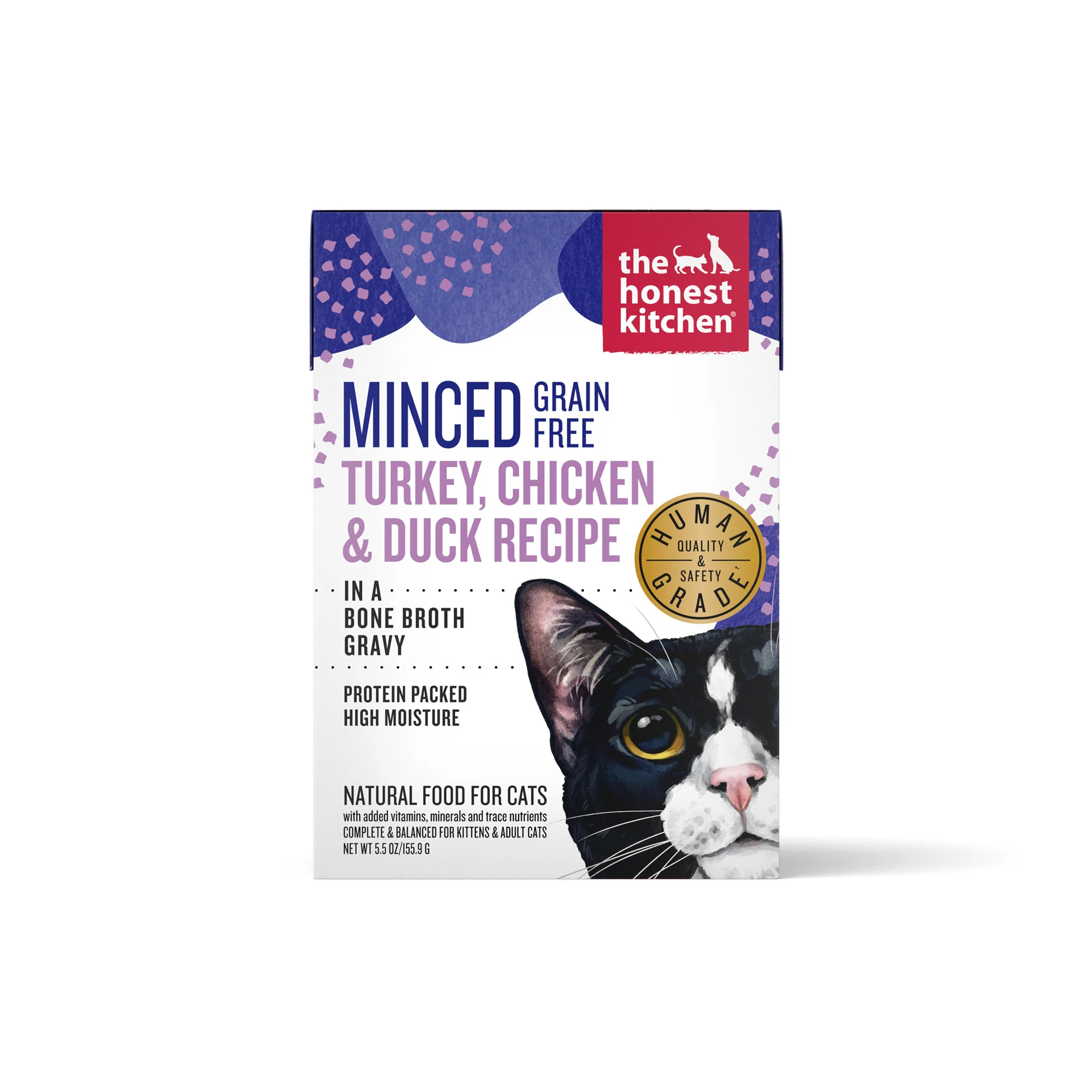 The Honest Kitchen Grain Free Minced Turkey, Chicken & Duck in Bone Broth Gravy Wet Cat Food 5.5oz - Image 1