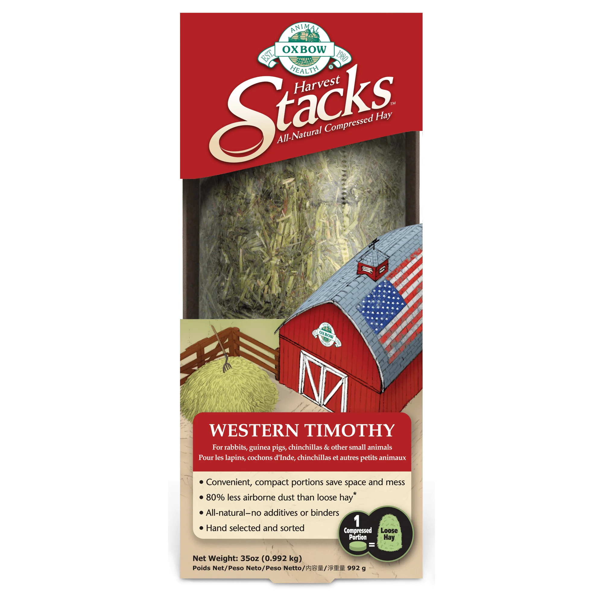 Oxbow Harvest Stacks Western Timothy Dry Small Animal Food, 35 oz. - Image 1