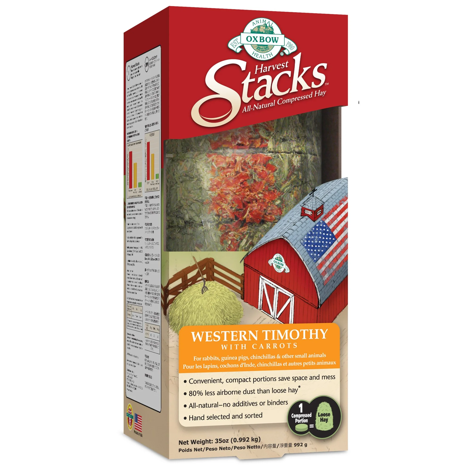 Oxbow Harvest Stacks Western Timothy with Carrots Dry Small Animal Food  35 oz. - Image 1