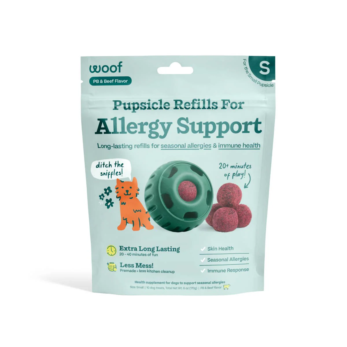Woof Dog Allergy Support Treats 6oz Small Pops - Image 1