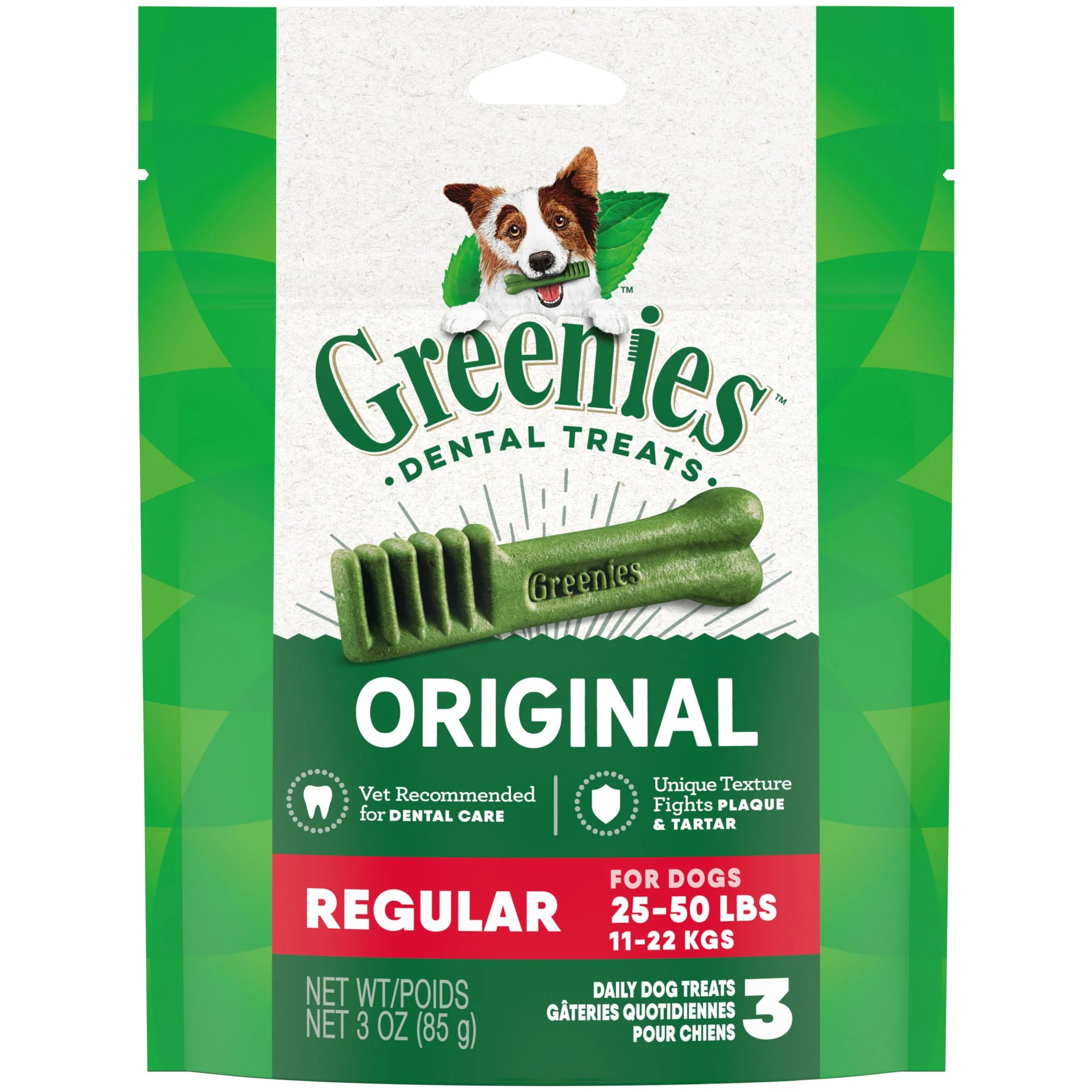 GREENIES Original Regular Natural Dog Dental Treats  3 oz. Pack (3 Treats) - Image 1