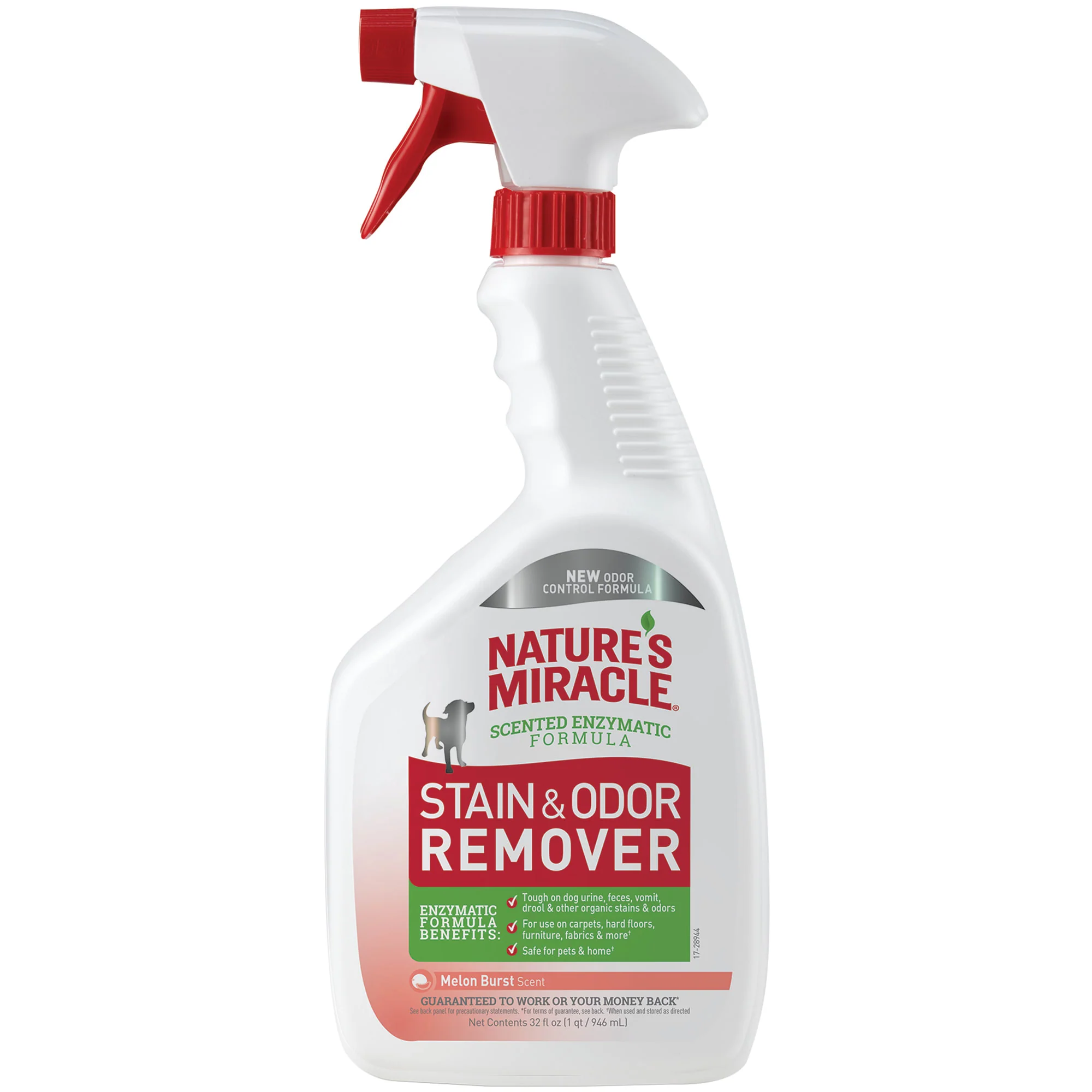 Nature’s Miracle Stain And Odor Remover Dog 32 Ounces  Melon Burst Scent Odor Control Formula  Spray - Image 1