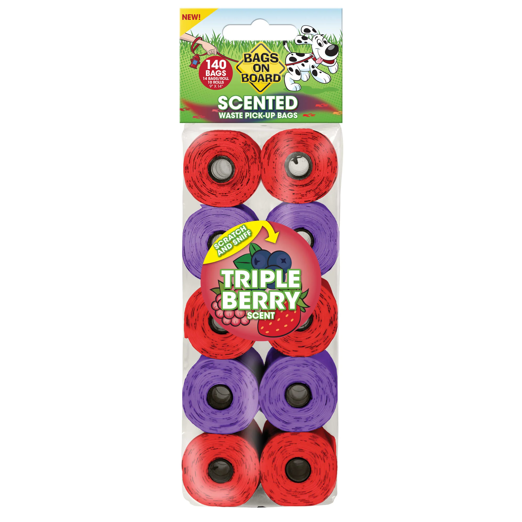 Bags on Board Dog Waste Bag Refills 40ct Triple Berry Scented - Image 1