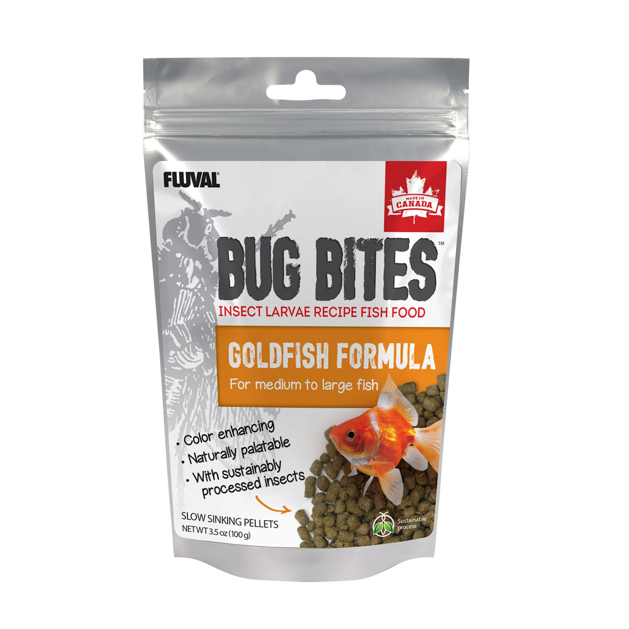 Fluval Bug Bites M-L Goldfish Pellets 3.53oz - Image 1