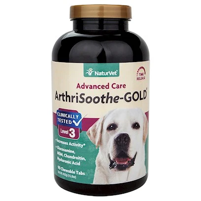 NaturVet ArthriSoothe Gold Level 3 Advanced Joint Care–Supports Connective Tissue, Cartilage & Joint Movement – Glucosamine, MSM, Chondroitin & Green Lipped Mussel – 90ct Tablets - Dogs & Cats - Image 1
