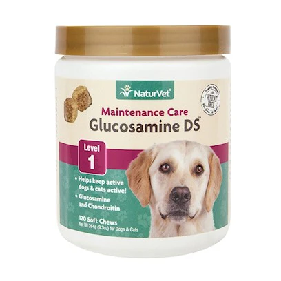 NaturVet – Glucosamine DS - Level 1 Maintenance Care – Preventative Care to Maintain Healthy Cartilage & Joint Function – Enhanced with Glucosamine & Chondroitin – 120ct Soft Chew Jar - Image 1