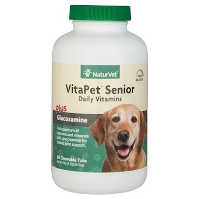 Naturvet VitaPet Daily Vitamins Plus Glucosamine Senior Dogs Chewable Tablets 60 Count - Image 1