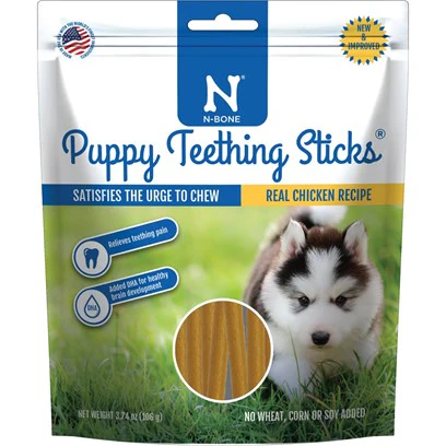 N-Bone Puppy Teething Dental Pet Dog Puppies Chew Treats Chicken Flavor 3.74 oz - Image 1