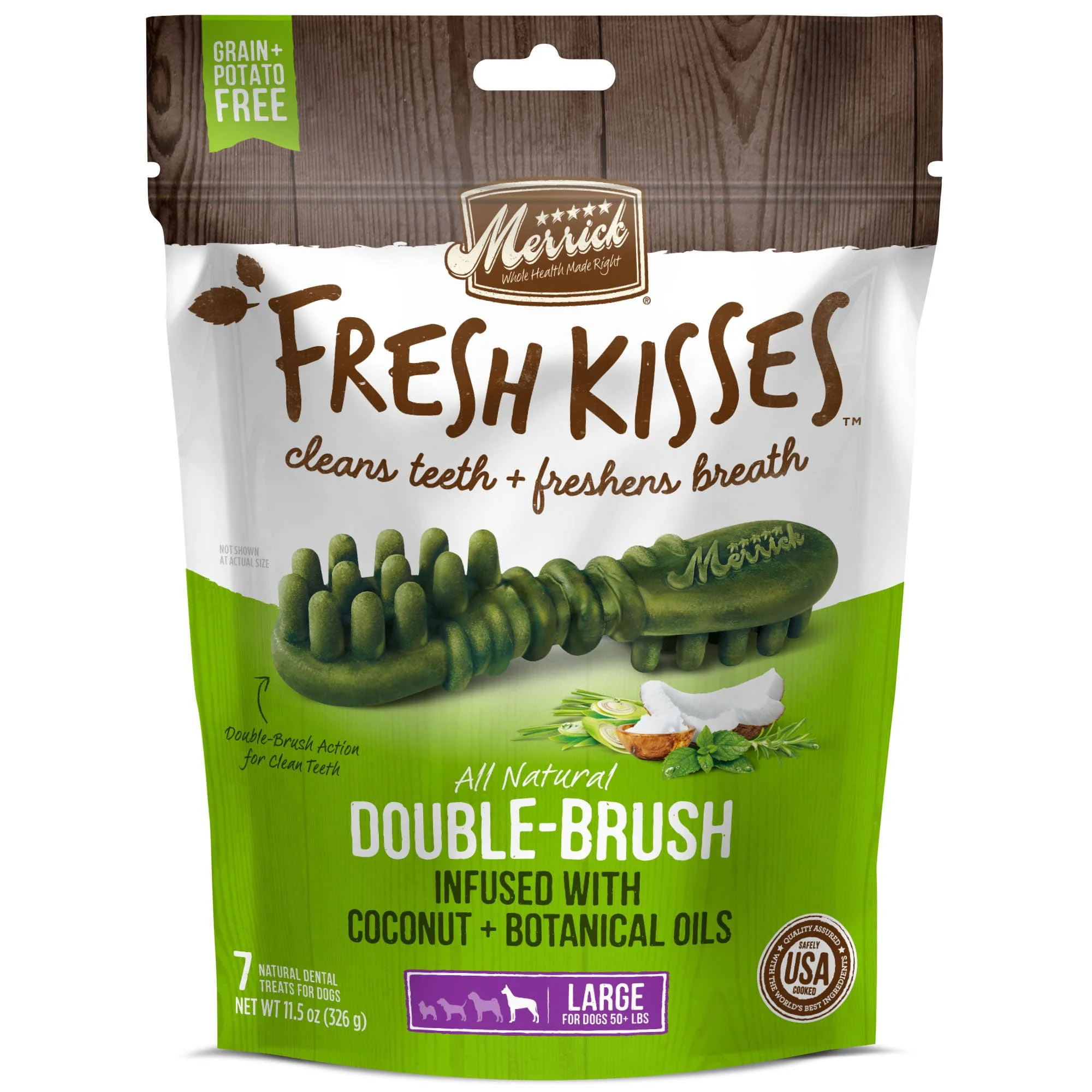 Merrick Fresh Kisses Dog Dental Treats  Coconut Plus Botanical Oils Recipe  Dog Treats for Large Breeds Over 50 Lbs - 7 ct. Bag - Image 1
