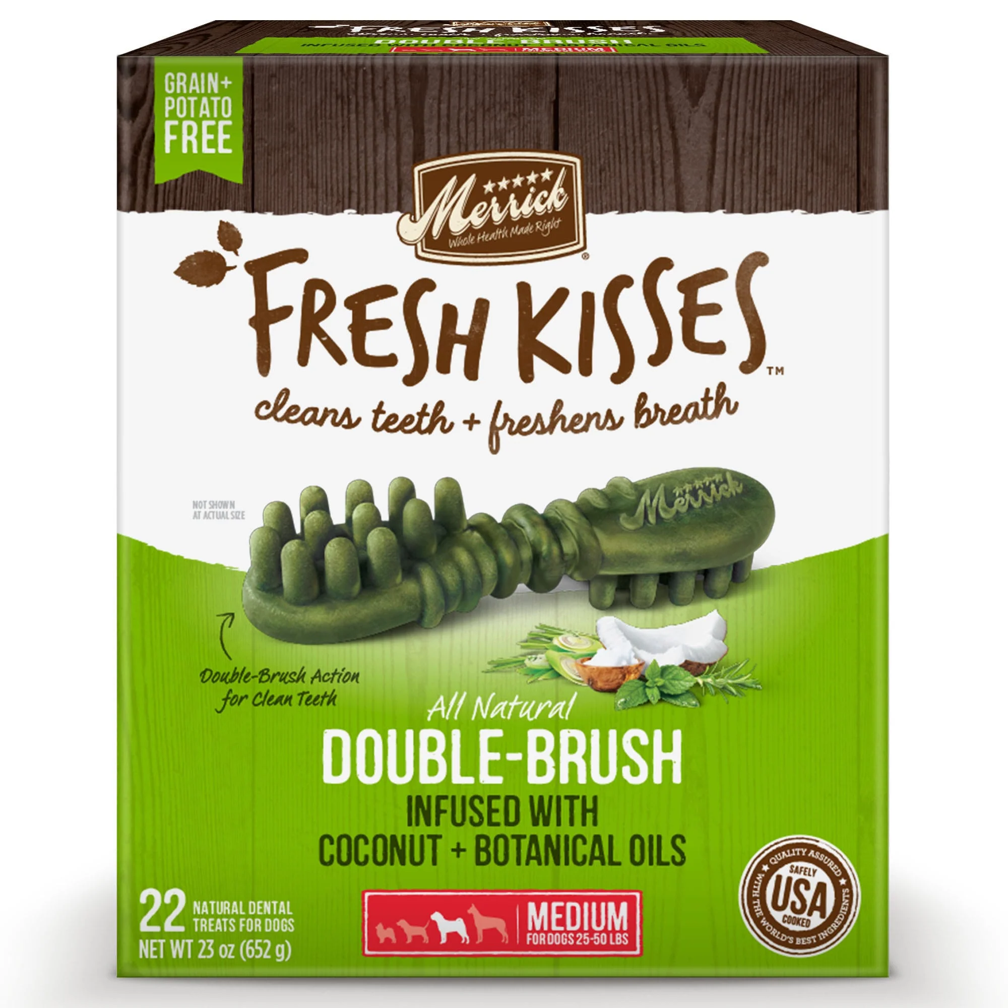 Merrick Fresh Kisses Coconut + Botanical Oils Dental Dog Treats For Medium Dogs - 22 ct. Box - Image 1