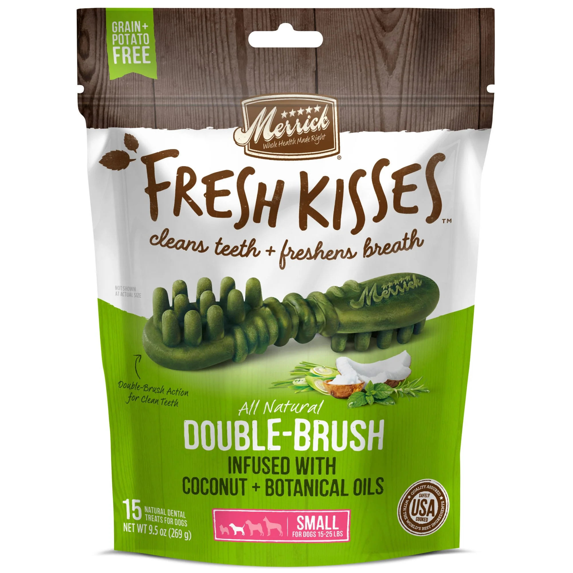 Merrick Fresh Kisses Dog Dental Treats  Coconut Plus Botanical Oils Recipe  Dog Treats for Small Breeds 15-25 Lbs - 15 ct. Bag - Image 1