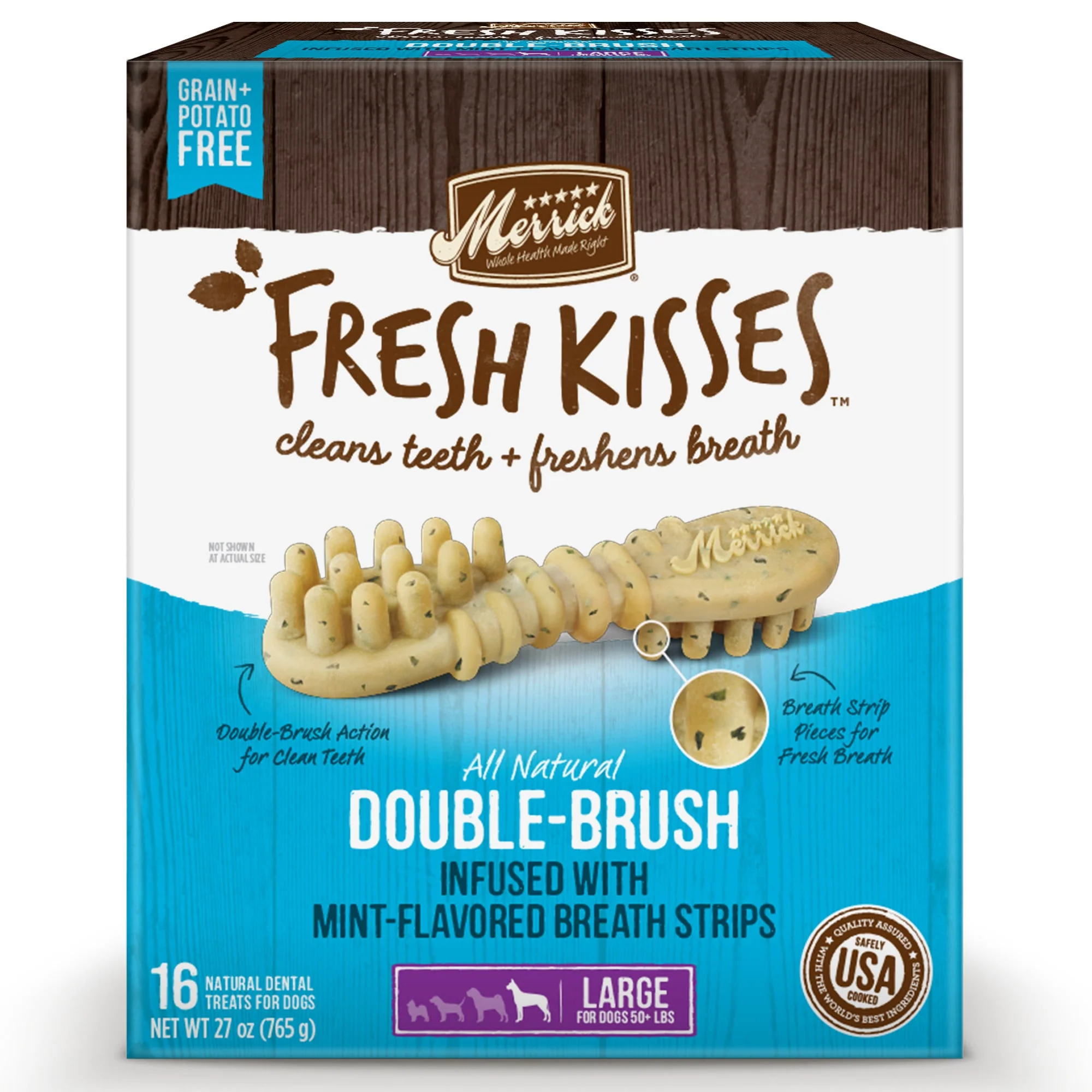 Merrick Mint Flavor Dental Treat for Dog  27 oz. (16 Count) - Image 1