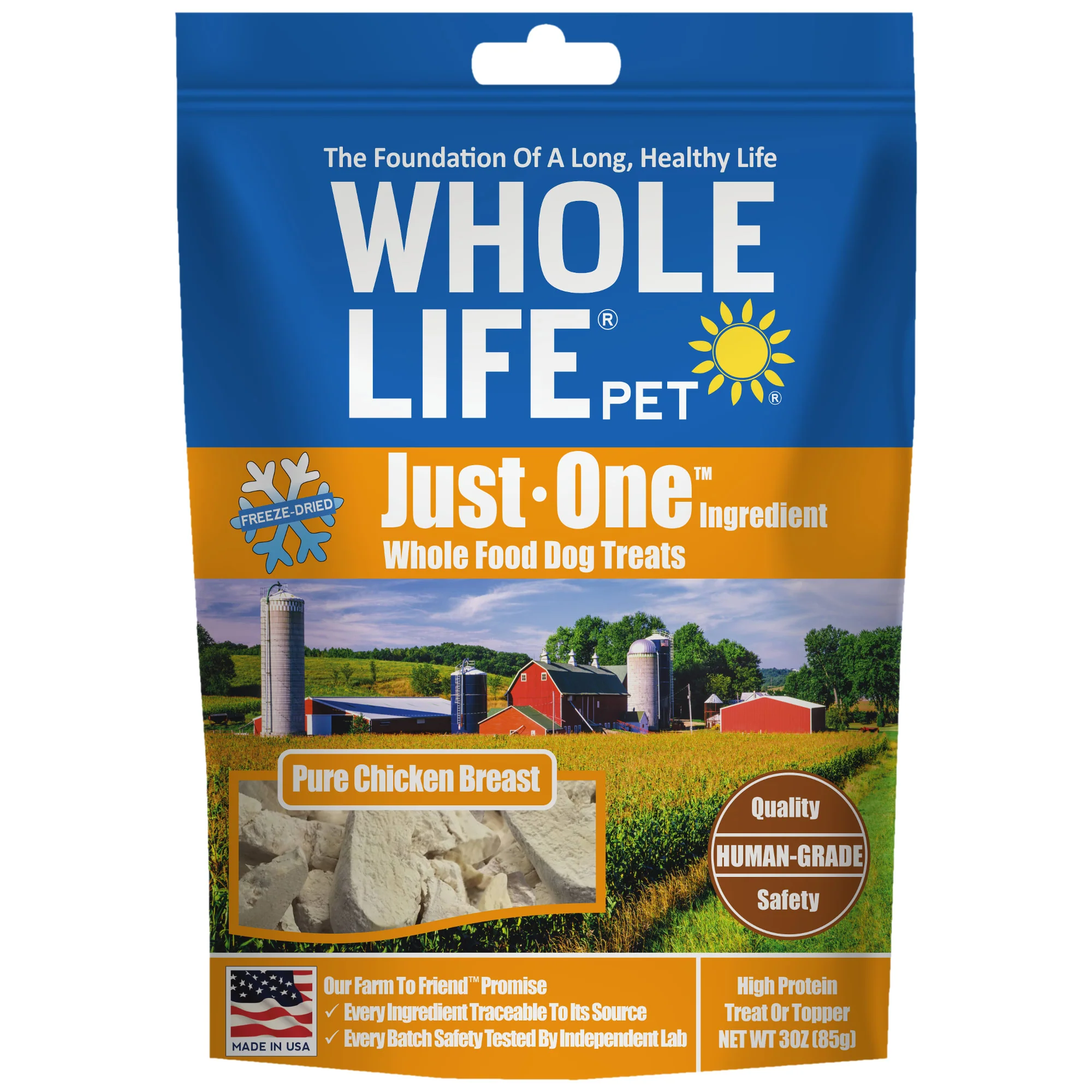 Whole Life Pet Just One Ingredient USA Freeze Dried Chicken Dog Treats 3oz - Image 1
