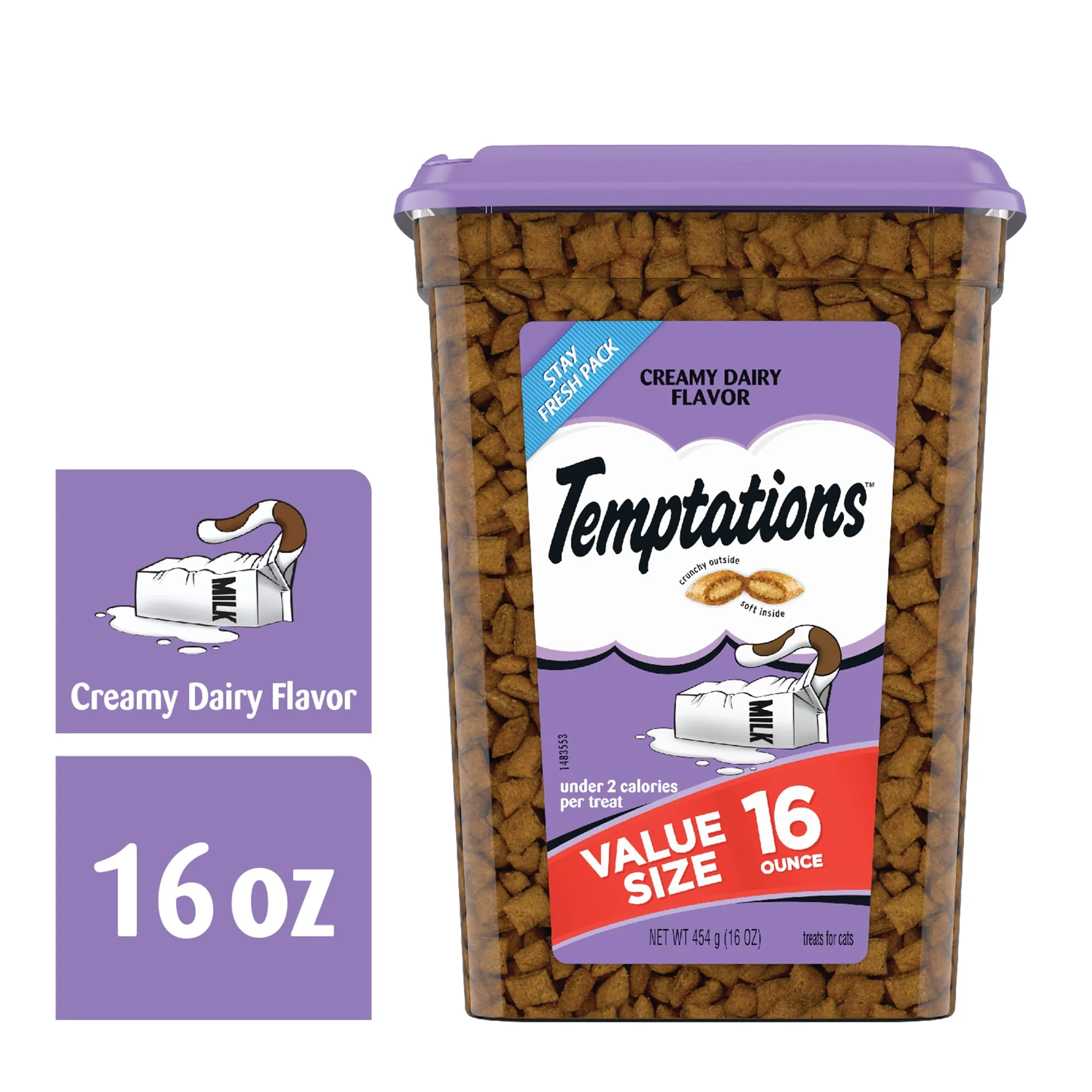 TEMPTATIONS Classic Crunchy and Soft Cat Treats Creamy Dairy Flavor  3 oz. Pouch - Image 1