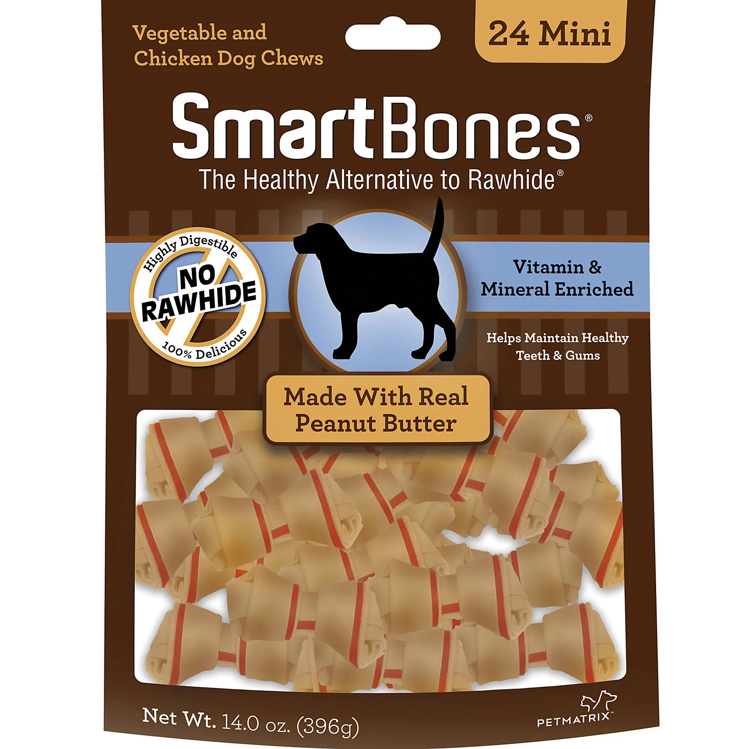 SmartBones Mini Chews with Real Peanut Butter 24 Count  Rawhide-Free Chews for Dogs - Image 1