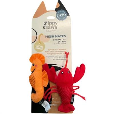 Zippyclaws Mesh Mates Seahorse And Lobster Cat Toy Small 2Pk - Image 1