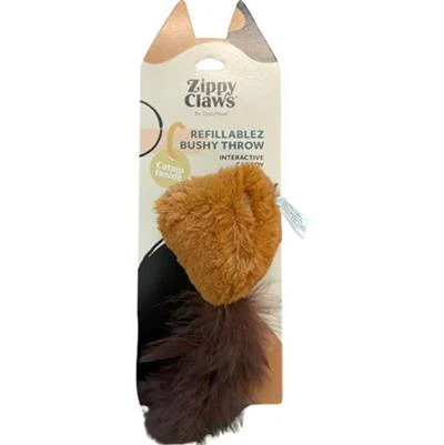 Zippyclaws Refillablez Bushy Throw Squirrel with Catnip Small - Image 1
