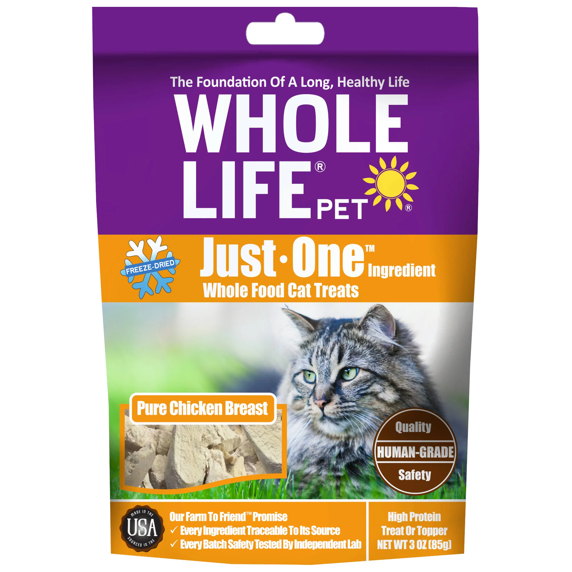 Whole Life Pet Just One Ingredient USA Freeze Dried Chicken Cat Treats 3oz - Image 1