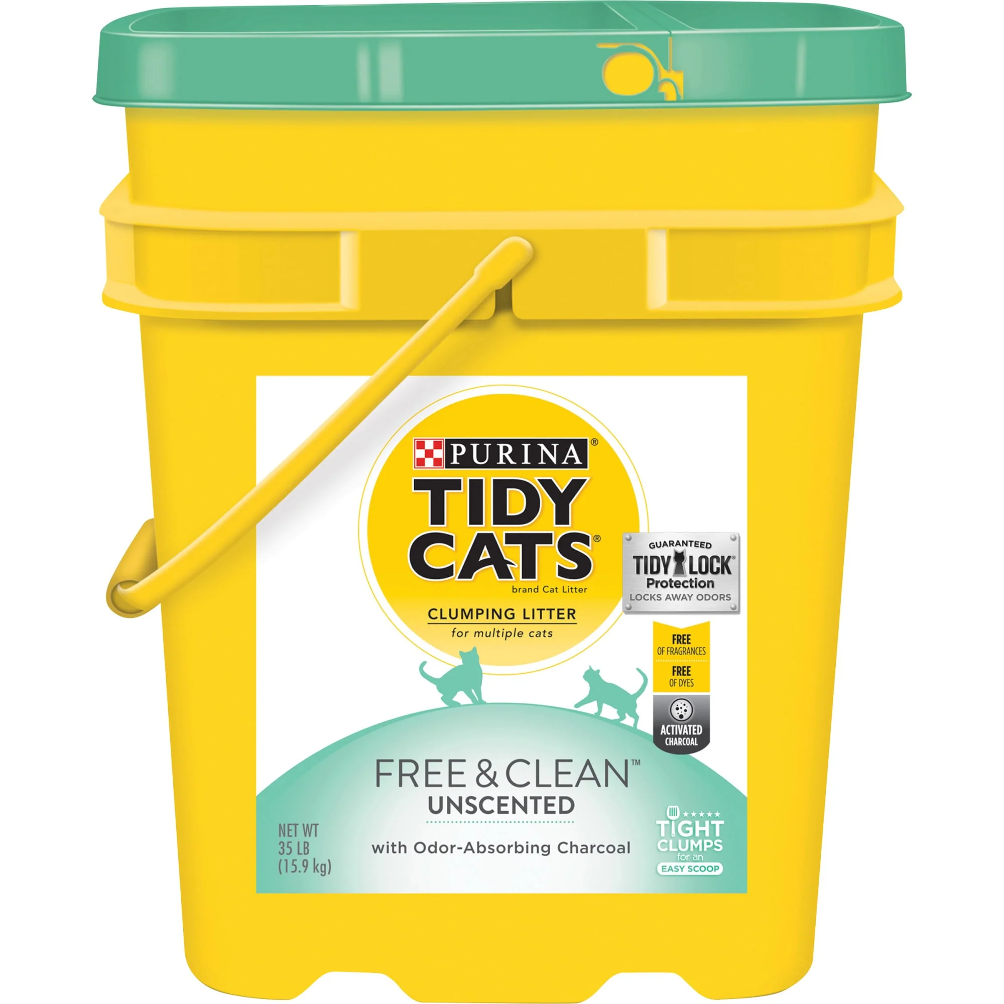 Purina Tidy Cats Clumping Cat Litter  Free & Clean Unscented Multi Cat Litter  35 lb. Pail - Image 1