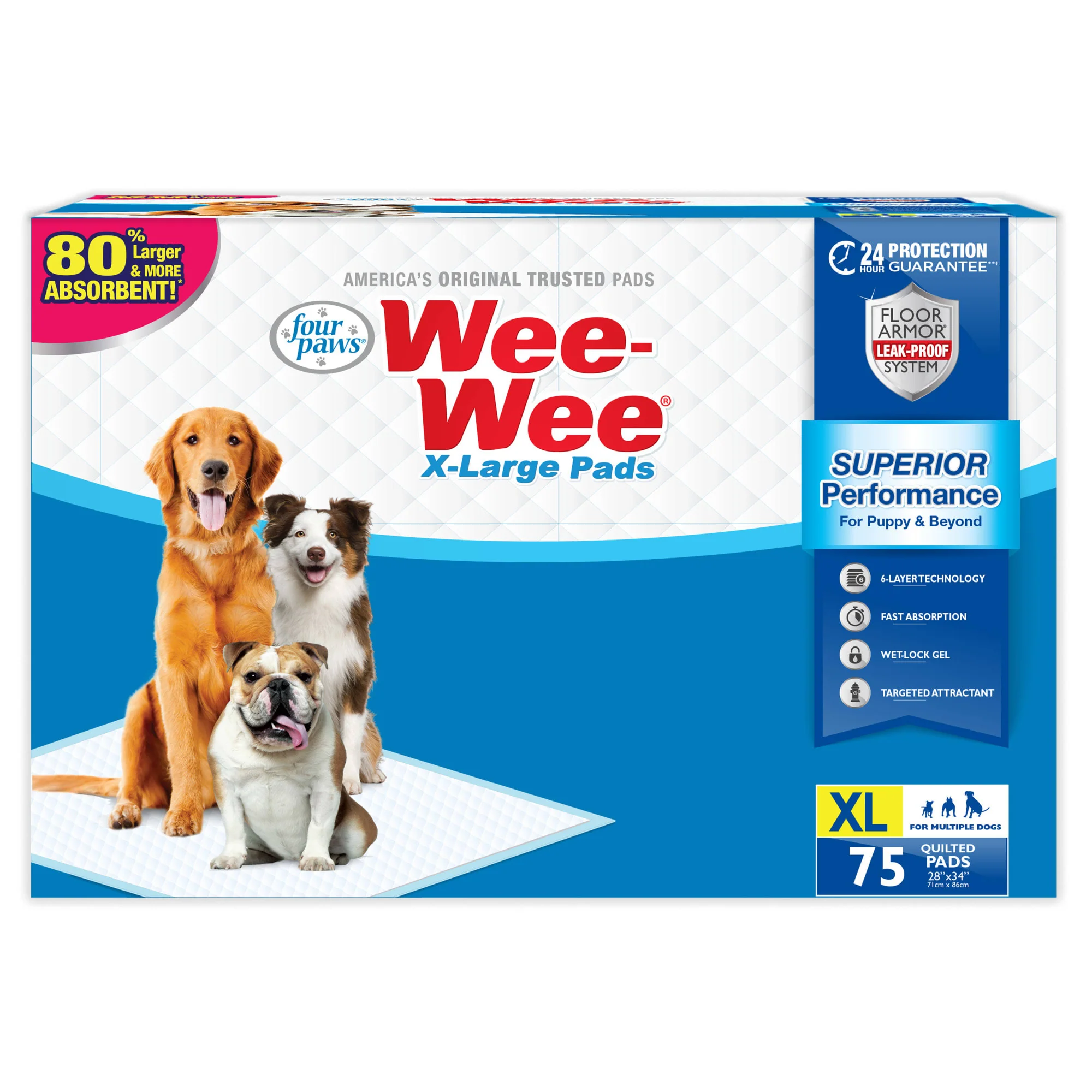 Four Paws XL Wee-Wee Pads  28 x 34 in  75 Count - Image 1