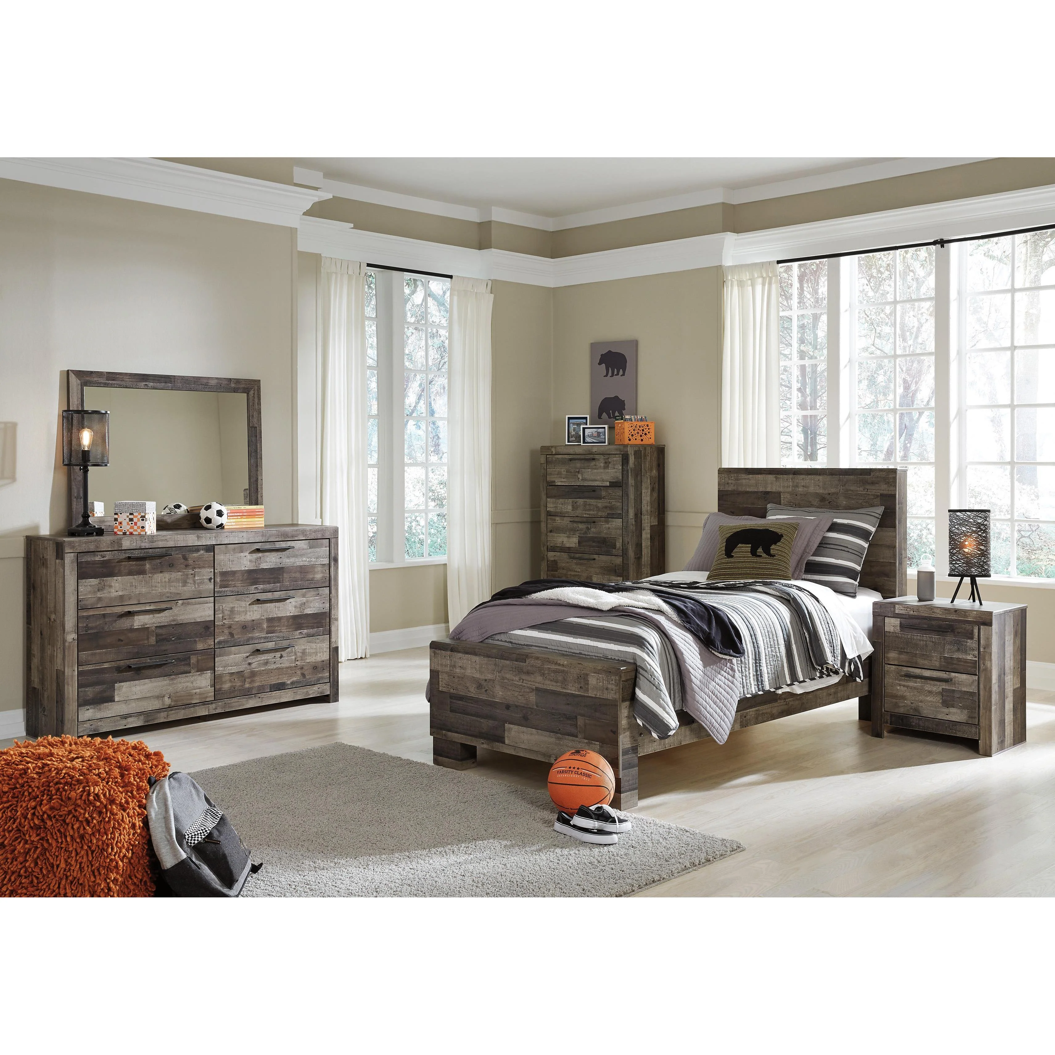 Benchcraft Derekson B200 6 pc Twin Panel Bedroom Set - Image 1