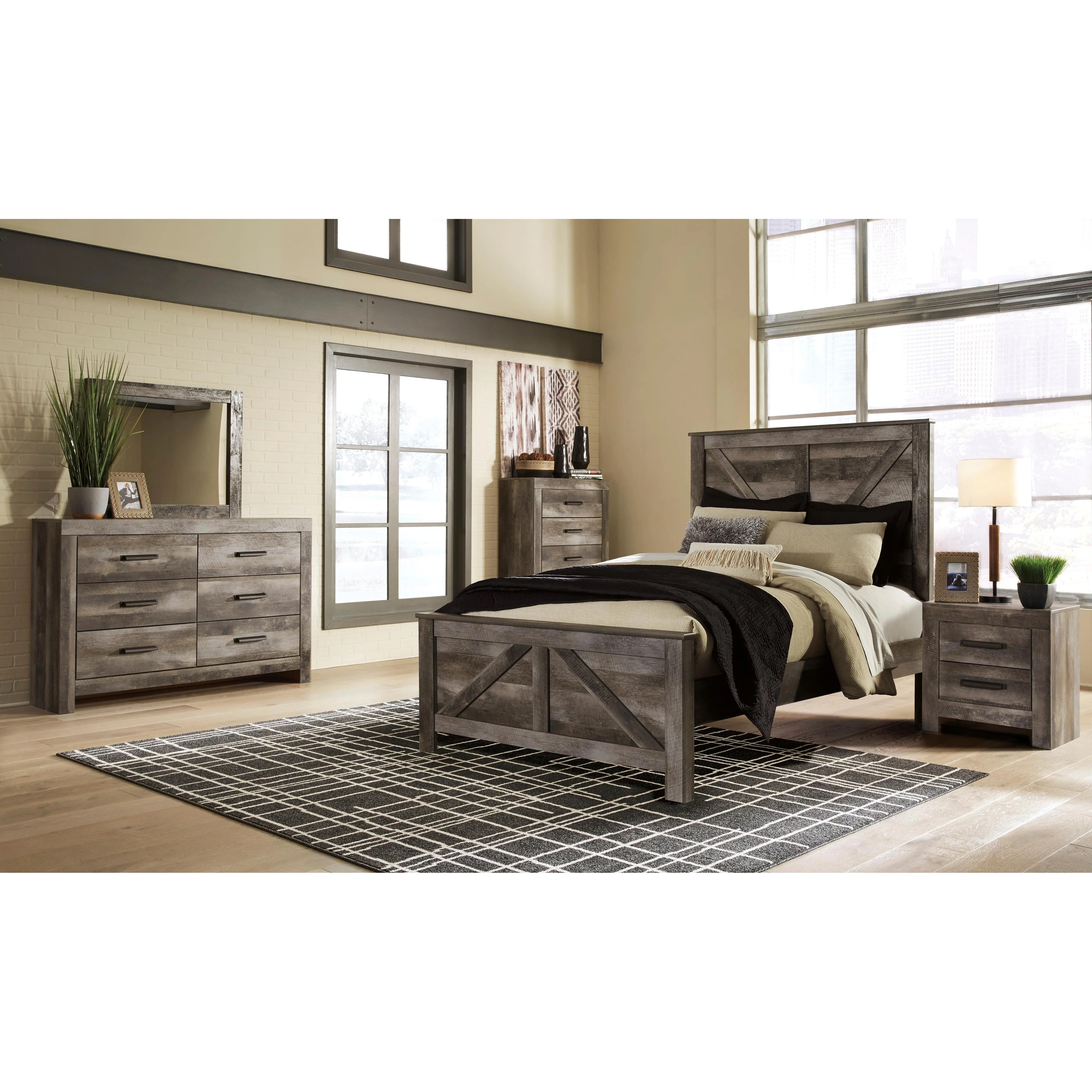 Signature Design by Ashley Wynnlow B440 6 pc Queen Crossbuck Panel Bedroom Set - Image 1