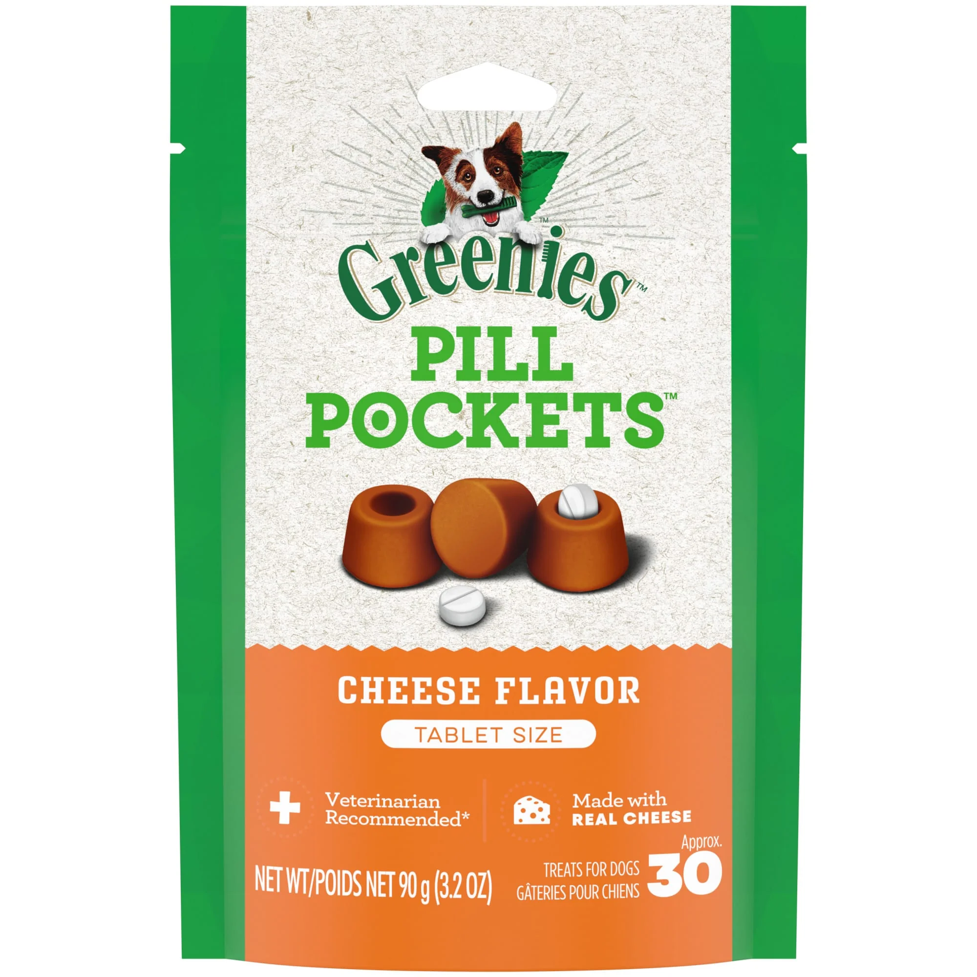 GREENIES PILL POCKETS for Dogs Tablet Size Natural Soft Dog Treats  Cheese Flavor  3.2 oz. Pack (30 Treats) - Image 1