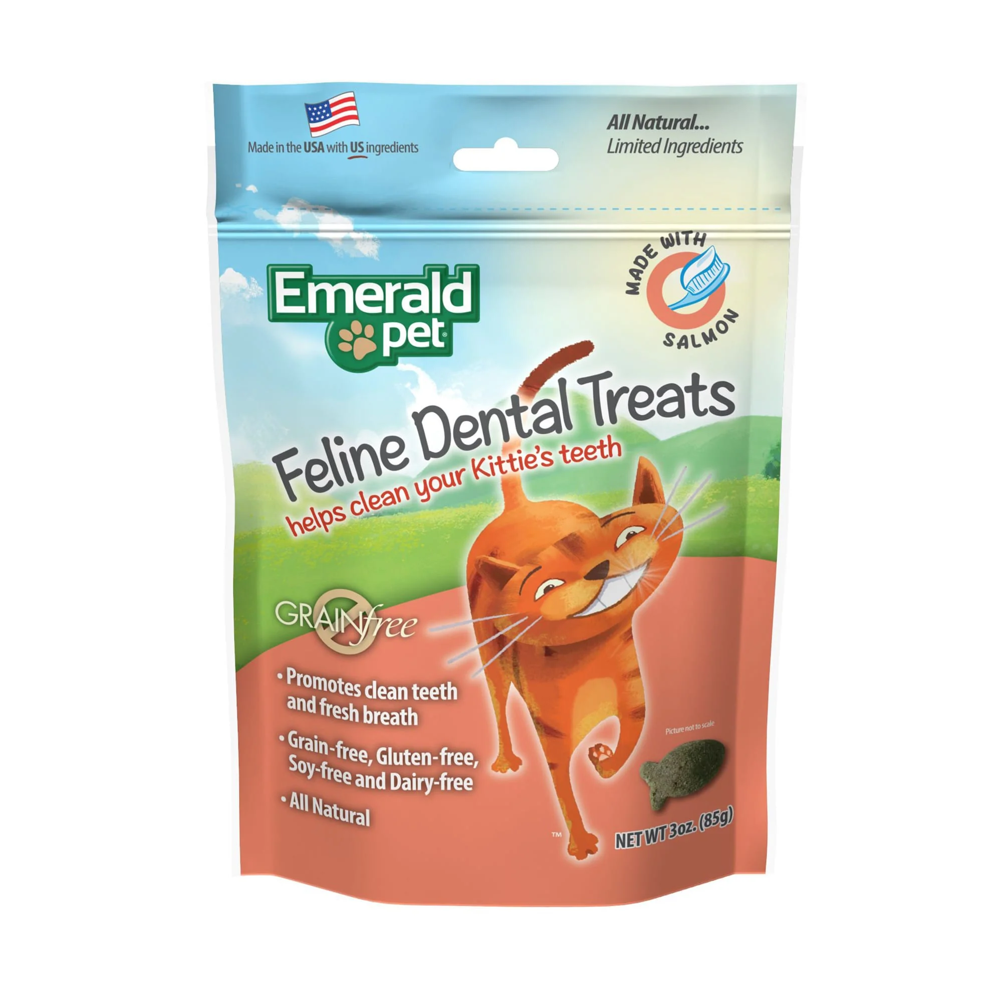 Emerald Pet Feline Dental Treats Salmon Flavor 3oz - Image 1
