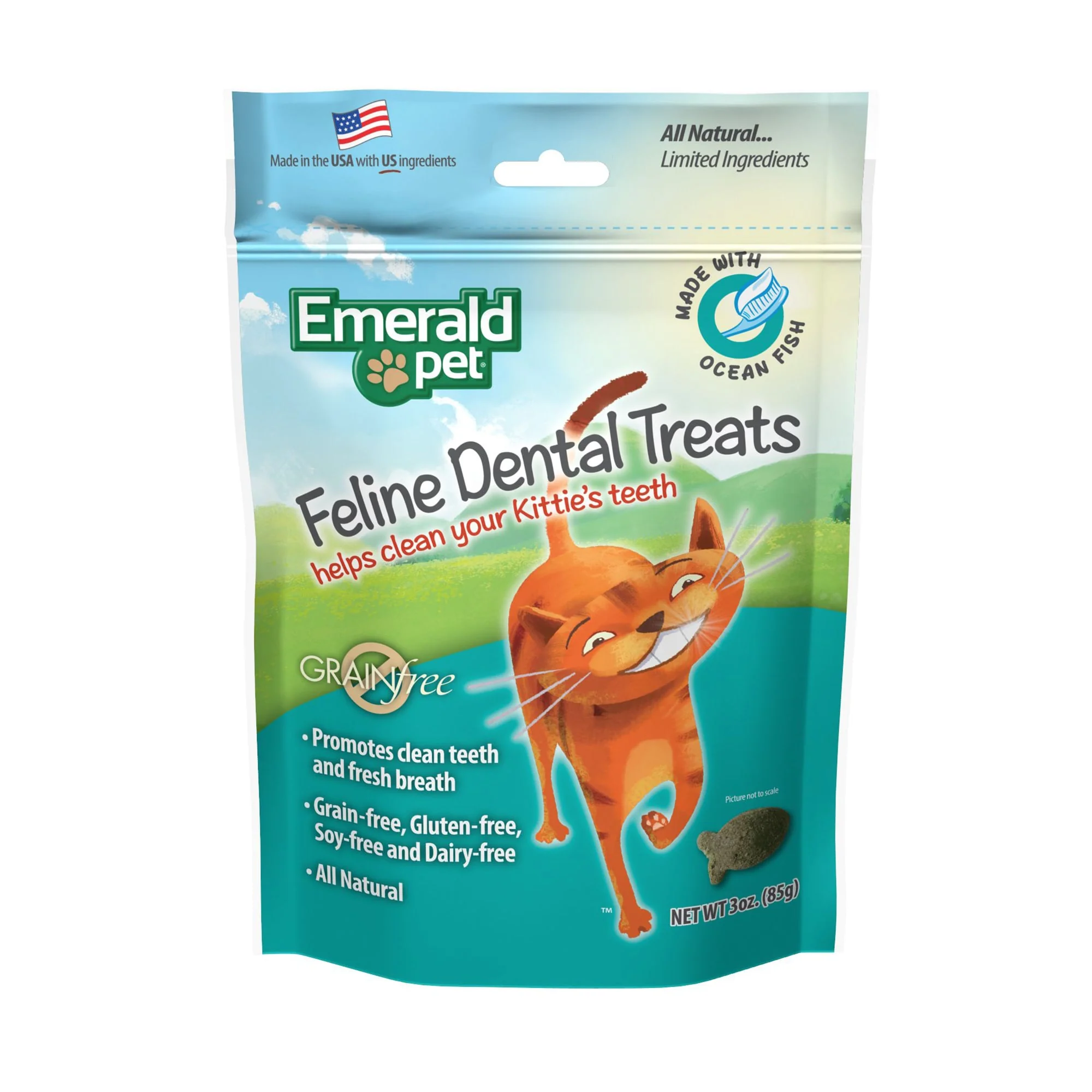 Emerald Pet Feline Dental Treats Ocean Fish Flavor 3oz - Image 1