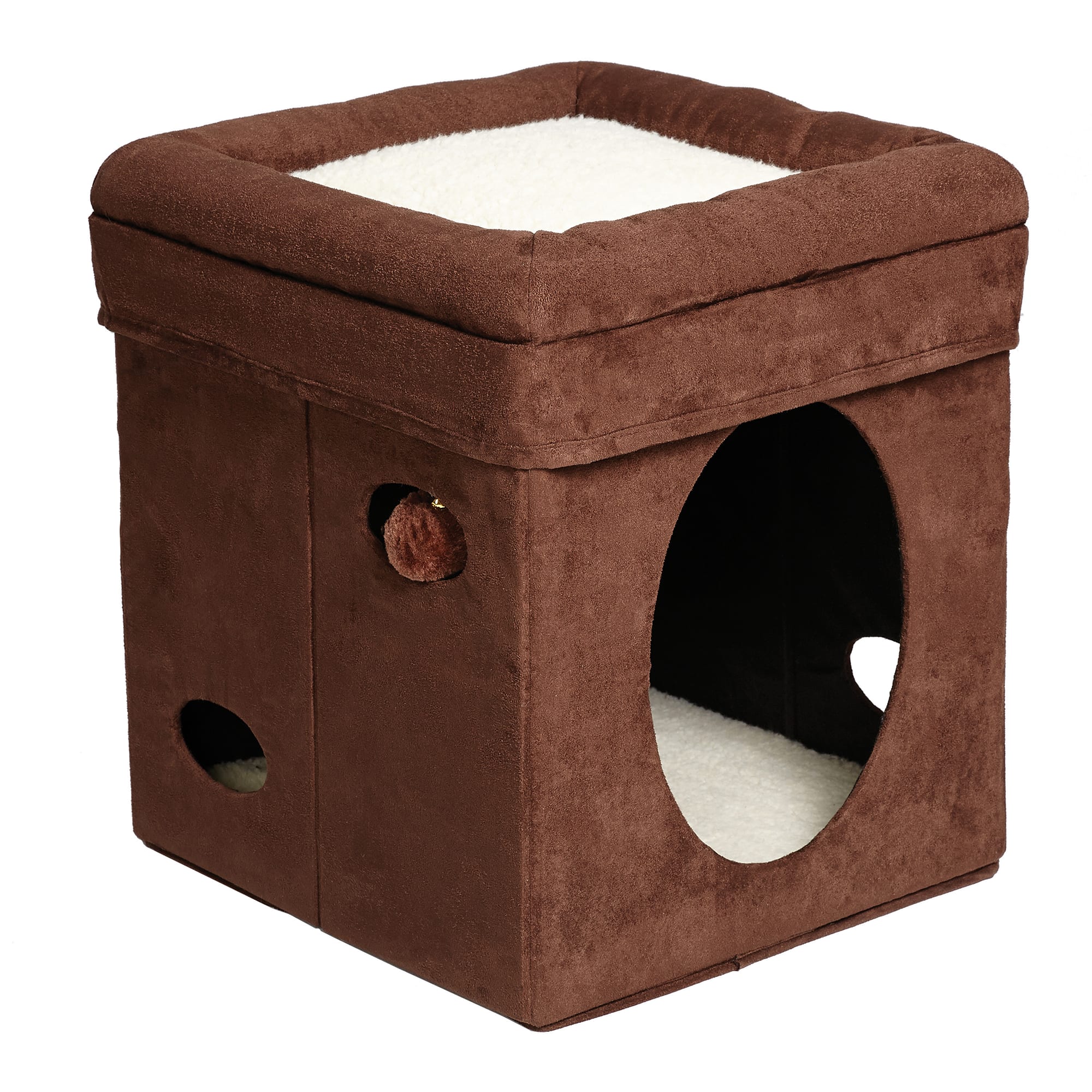 MidWest Homes For Pets Homes For Pets 2-Story Cat Cube  Brown Suede  17 - Image 1