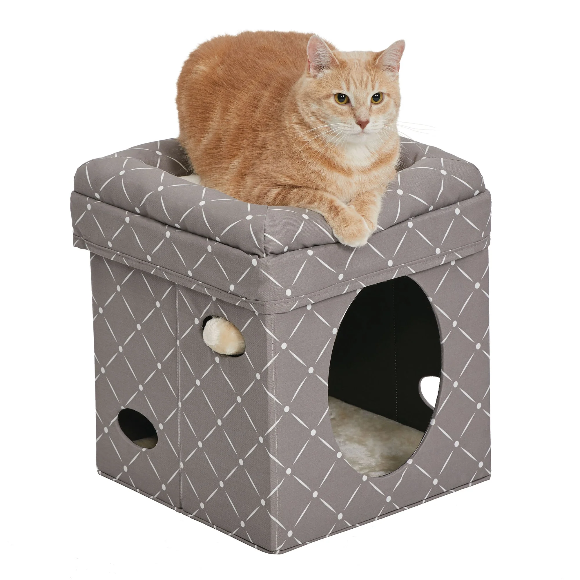 MidWest Homes For Pets 2-Story Cat Cube  Geometric Mushroom  17 - Image 1