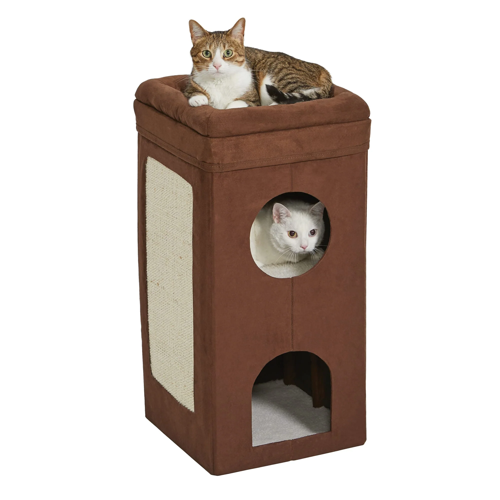 MidWest Homes For Pets 2-Story Cat Cube  Brown Suede  30 - Image 1