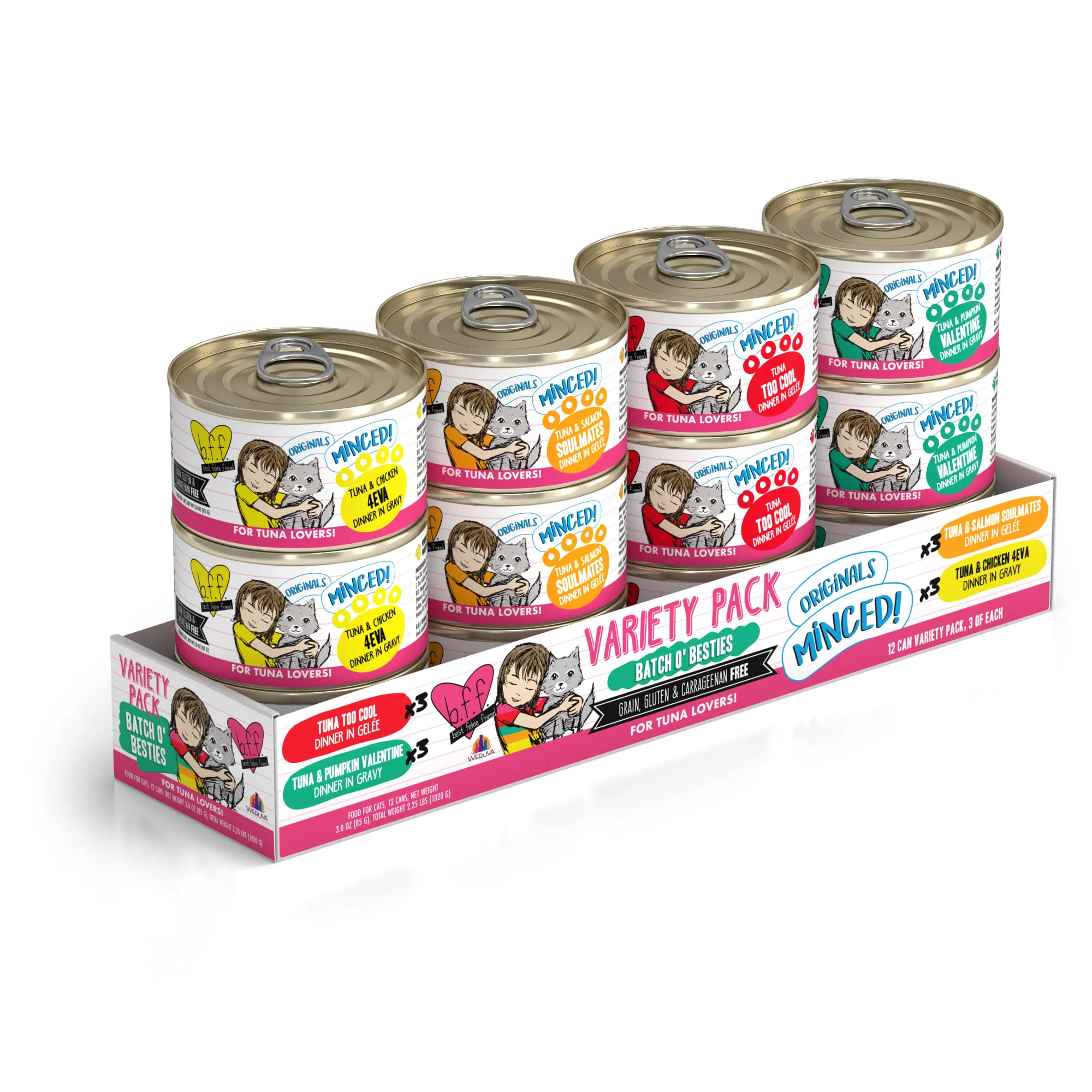 Weruva BFF OMG-A Multipack Variety 12 Pack Grain-Free Wet Cat Food  3 oz. Cans - Image 1