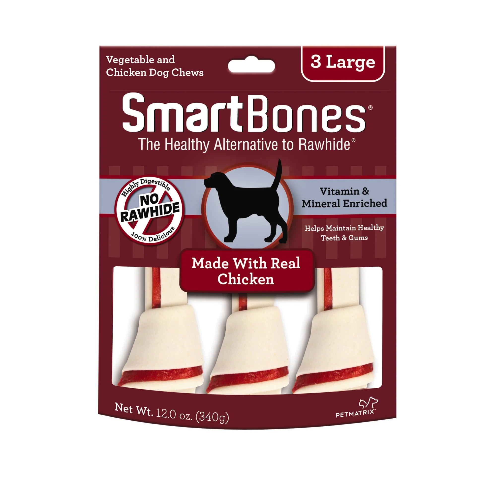 SmartBones Large Chews With Real Chicken 3 Count  Rawhide-FreeChews For Dogs - Image 1