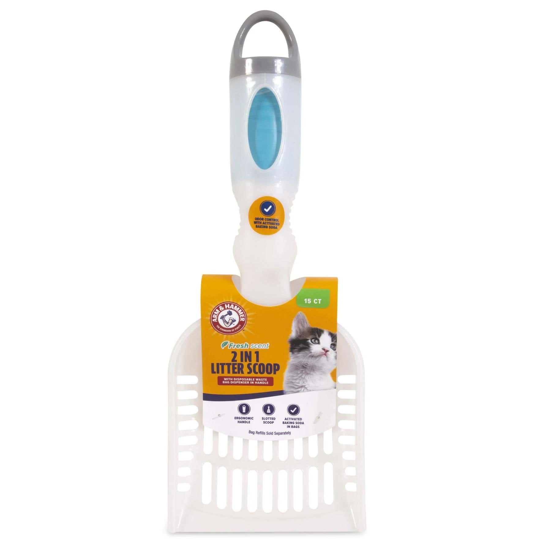 Arm & Hammer Deluxe 2-In-1 Litter Scoop with Waste Bags - Image 1