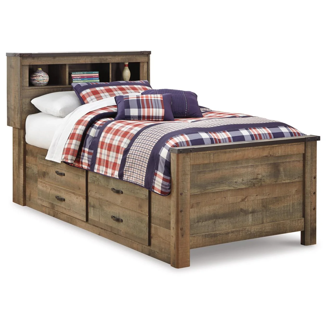 Signature Design by Ashley Trinell B446B17 Twin Bookcase Bed with 2 Storage Drawers - Image 1