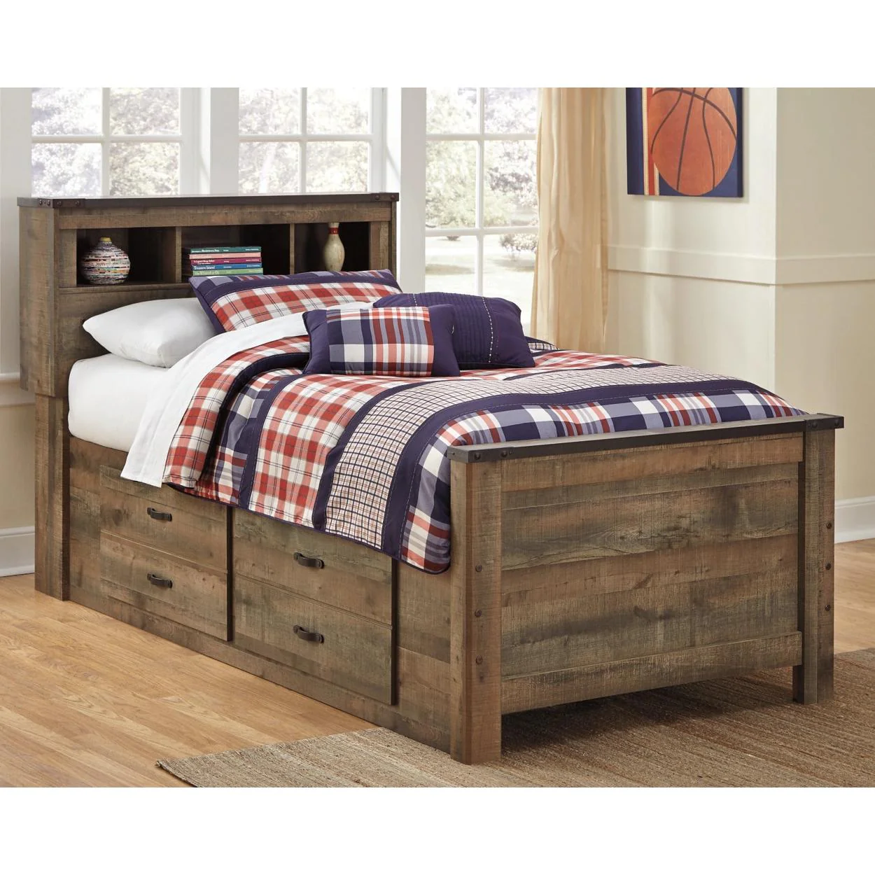 Signature Design by Ashley Trinell B446B17 Twin Bookcase Bed with 2 Storage Drawers - Image 2