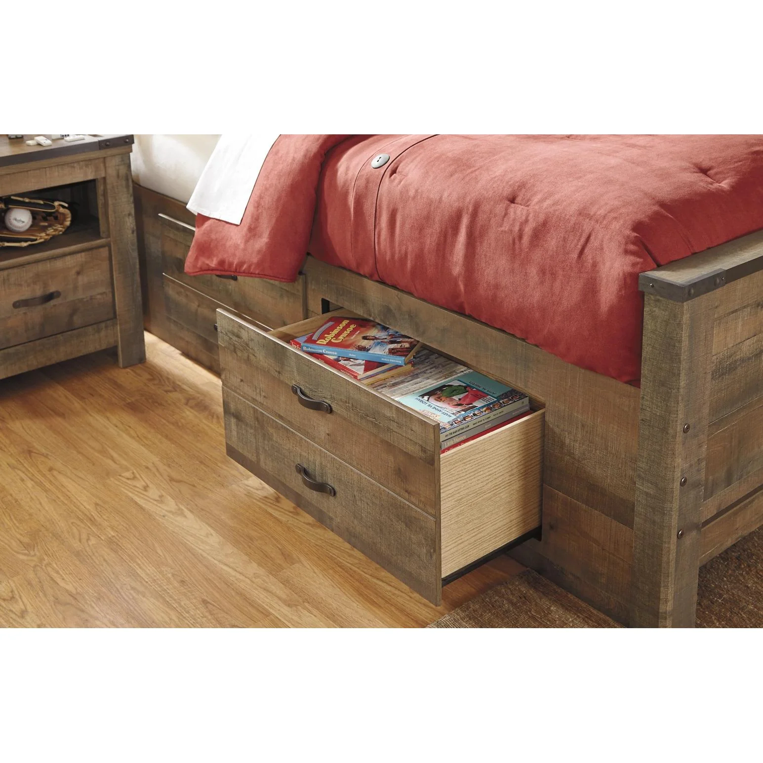 Signature Design by Ashley Trinell B446B17 Twin Bookcase Bed with 2 Storage Drawers - Image 3