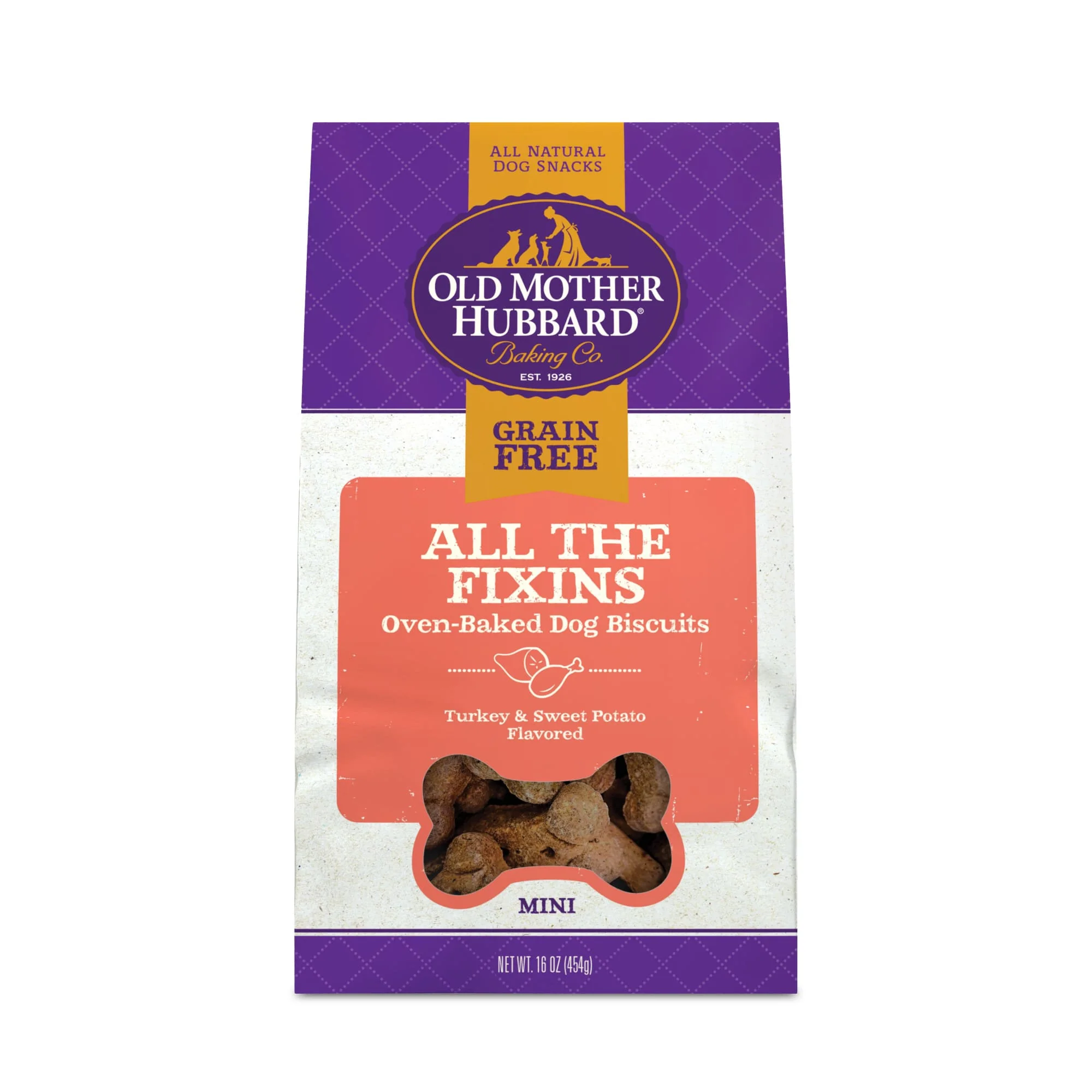 Old Mother Hubbard All The Fixins Grain Free Biscuits Baked Dog Treats  Mini  16 Ounce Bag - Image 1