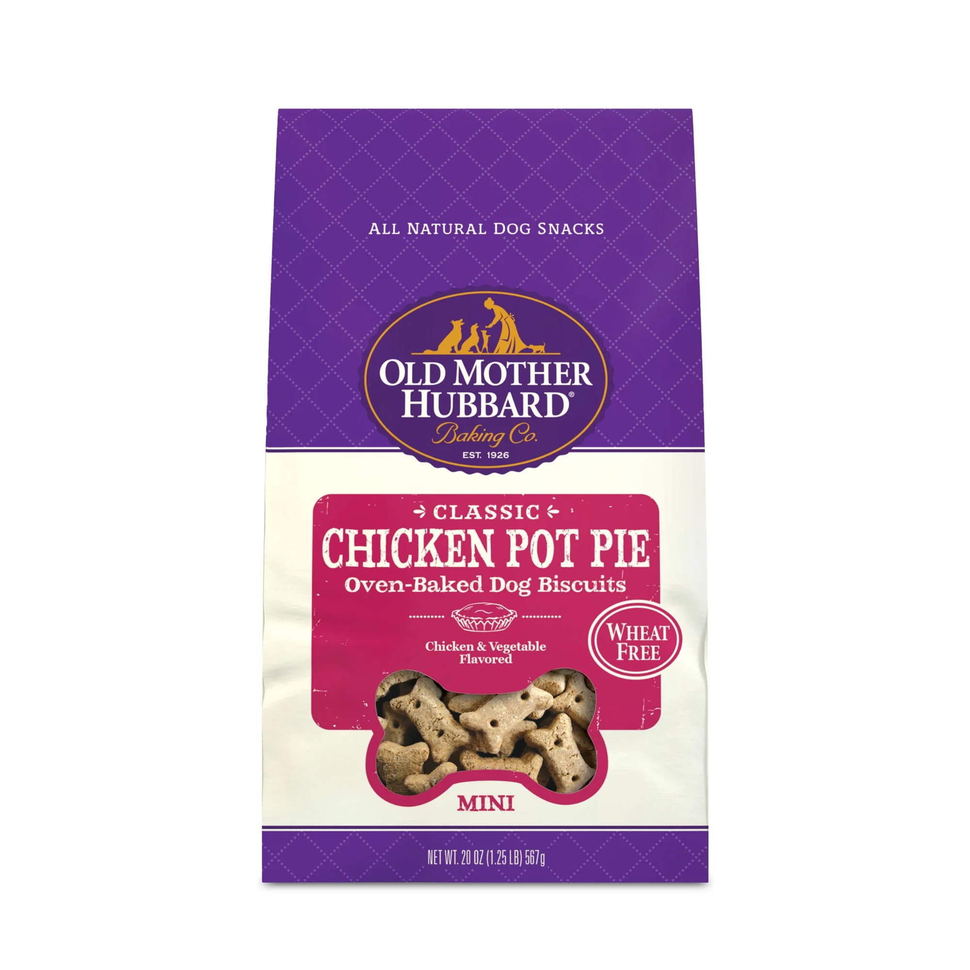 Old Mother Hubbard by Wellness Classic Vegetable and Crunchy Chicken Pot Pie Biscuits Mini oven Baked Dog Treats - 20oz - Image 1