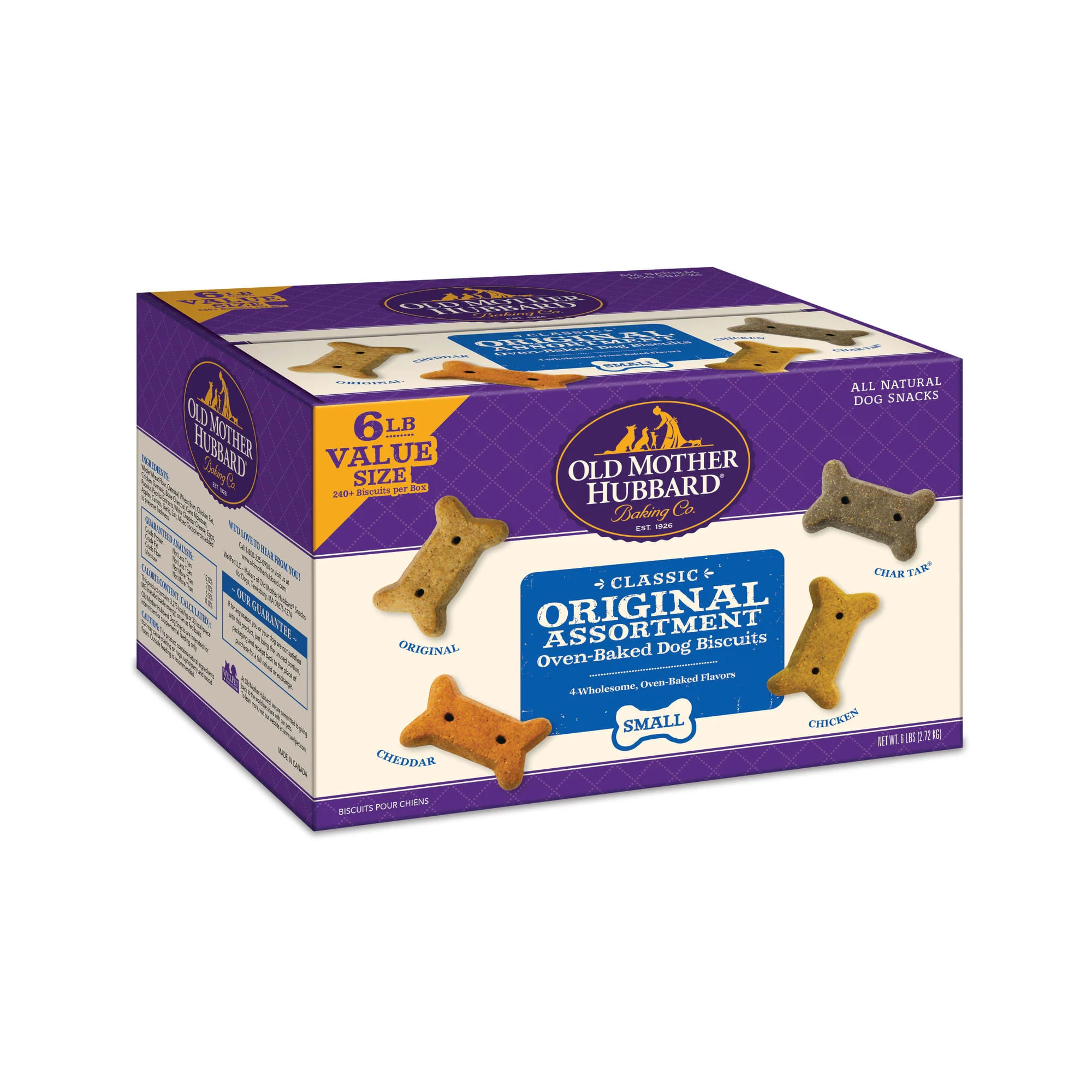 Old Mother Hubbard by Wellness Classic Crunchy Original Assortment Biscuits Small Oven Baked with Carrot, Apple, Cheese and Chicken Dog Treats - 6lb - Image 1