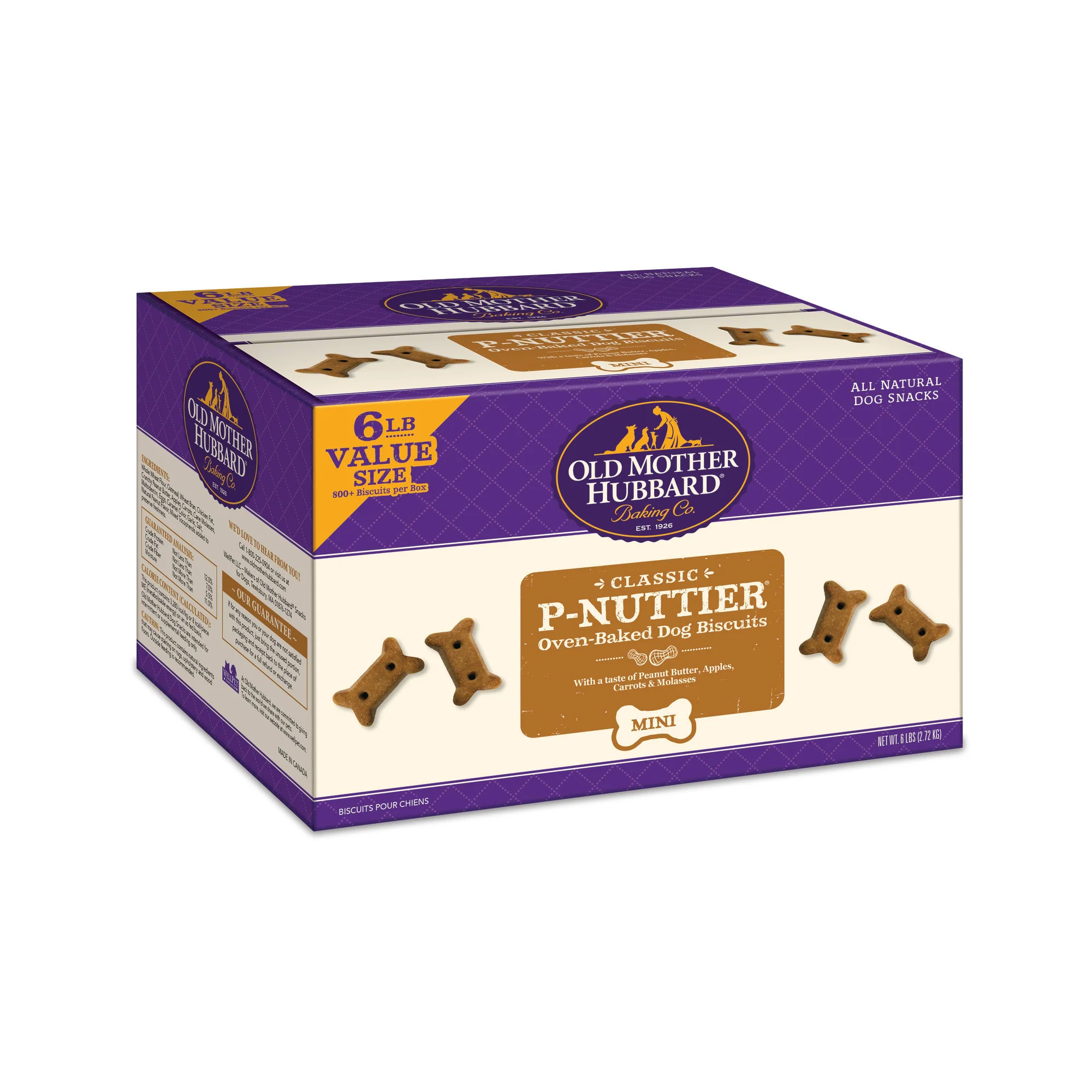 Old Mother Hubbard Classic P-Nuttier Biscuits Baked Dog Treats  Mini  6 Pound Box - Image 1