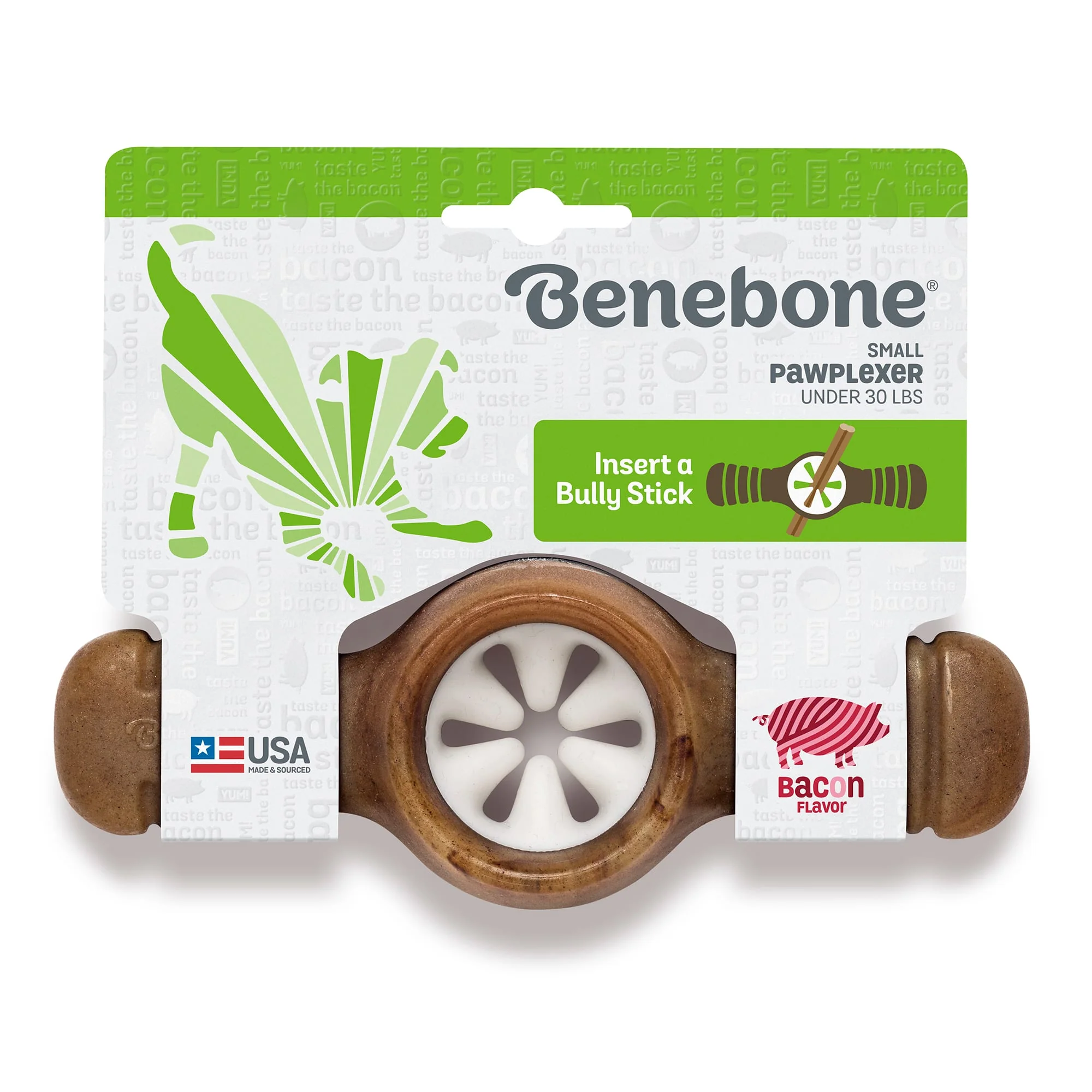 Benebone Small Bacon Pawplexer Dog Chew Toy - Image 1