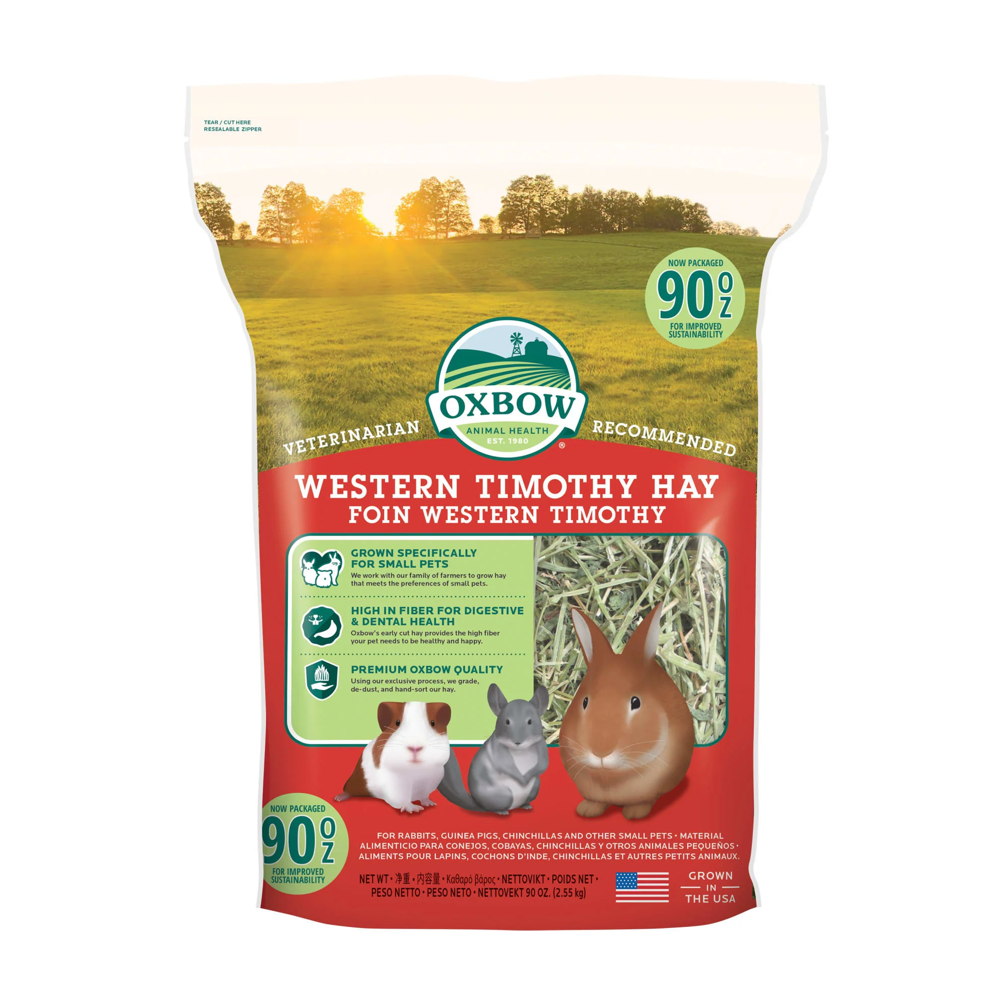 Oxbow Western Timothy Hay Dry Small Animal Food, 90 oz. - Image 1