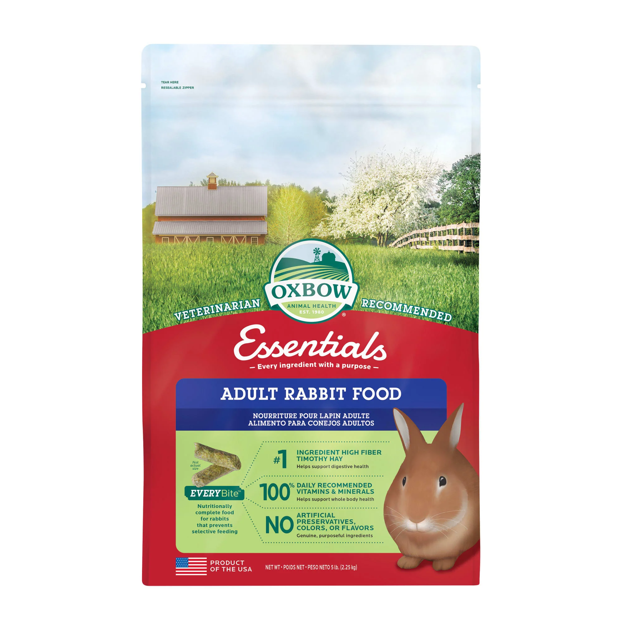 Oxbow Pet Products Essentials Bunny Basics Adult Dry Rabbit Food  5 lbs. - Image 1