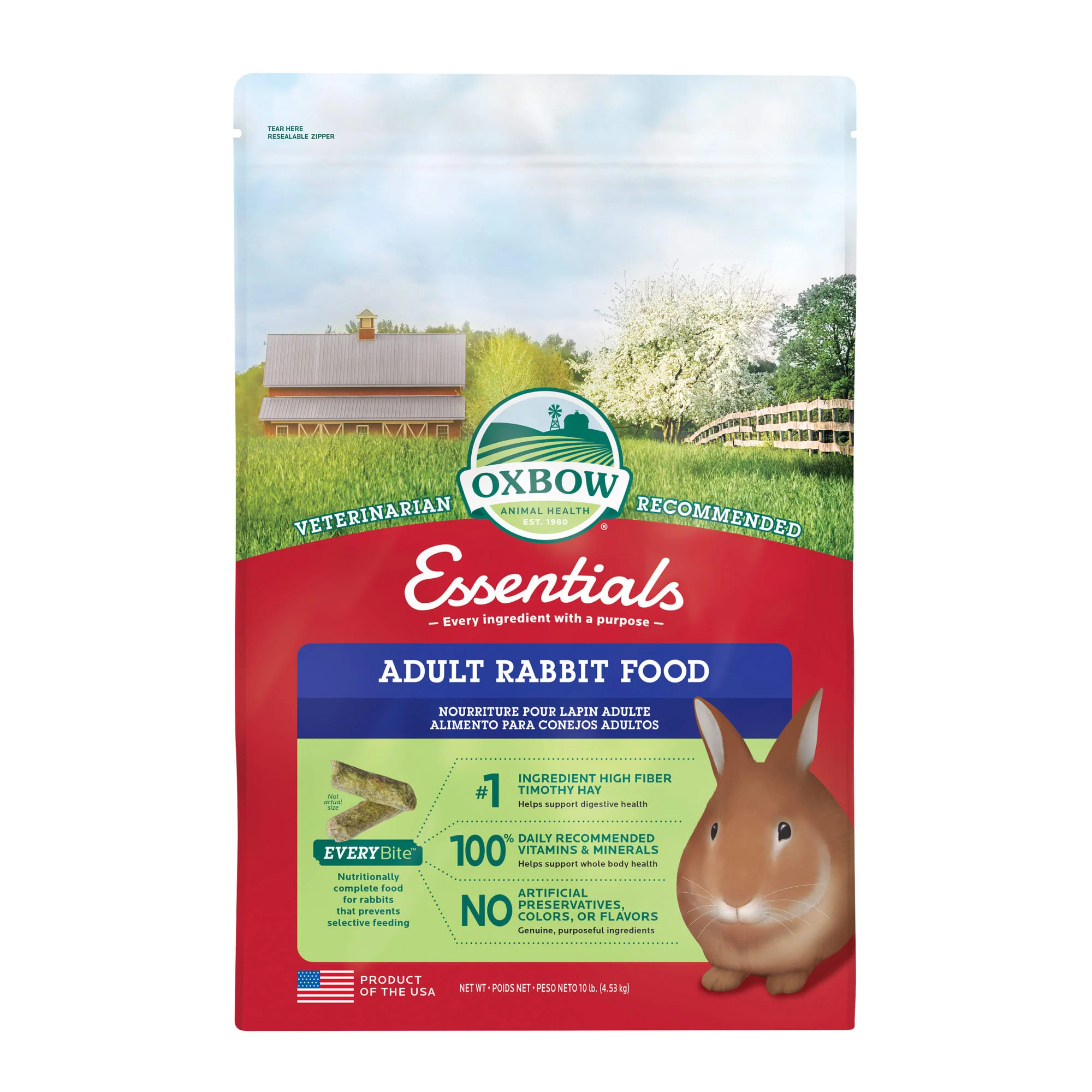 Oxbow Pet Products Essentials Adult Dry Rabbit Food  10 lbs. - Image 1